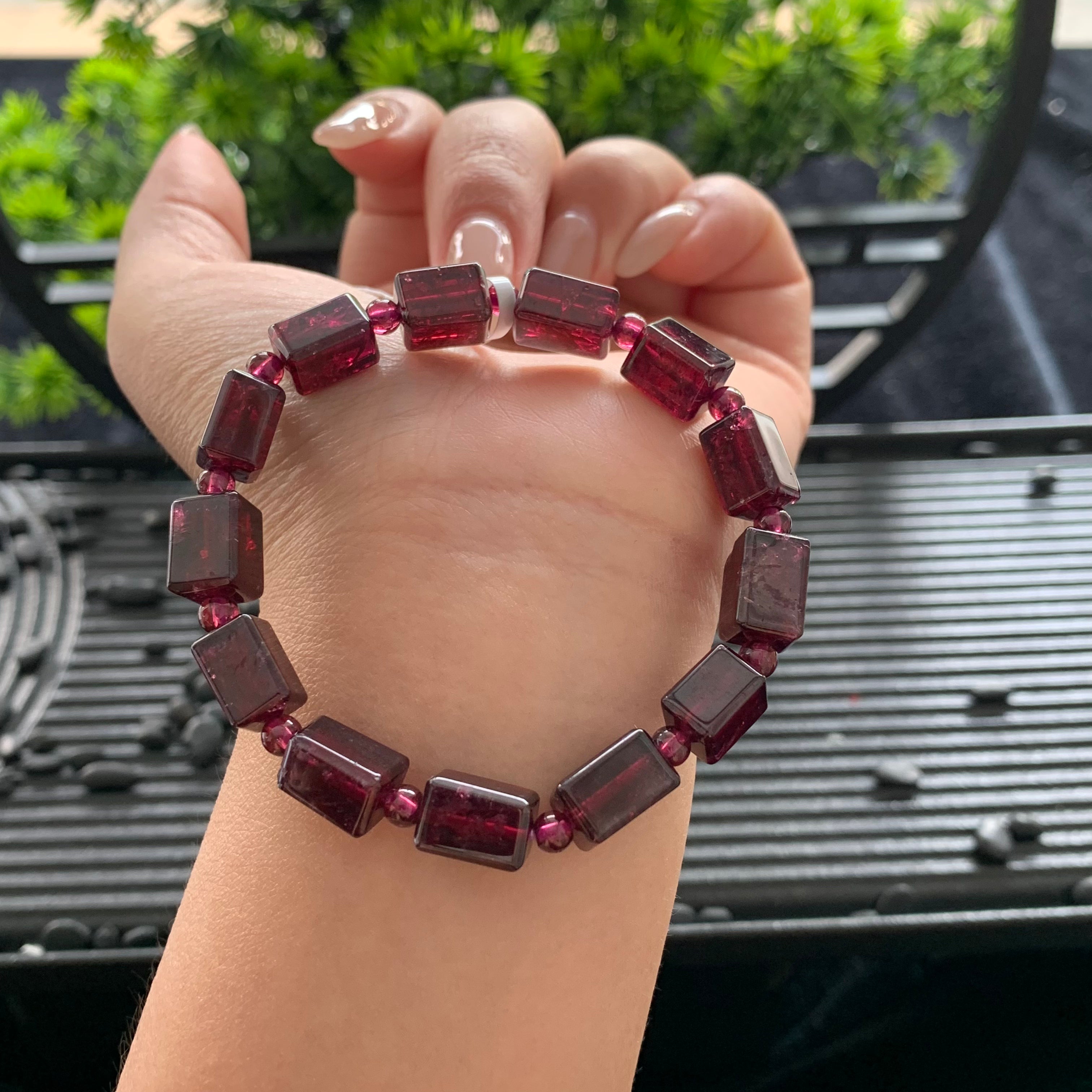Purple Garnet Sugar - Cube Bracelet