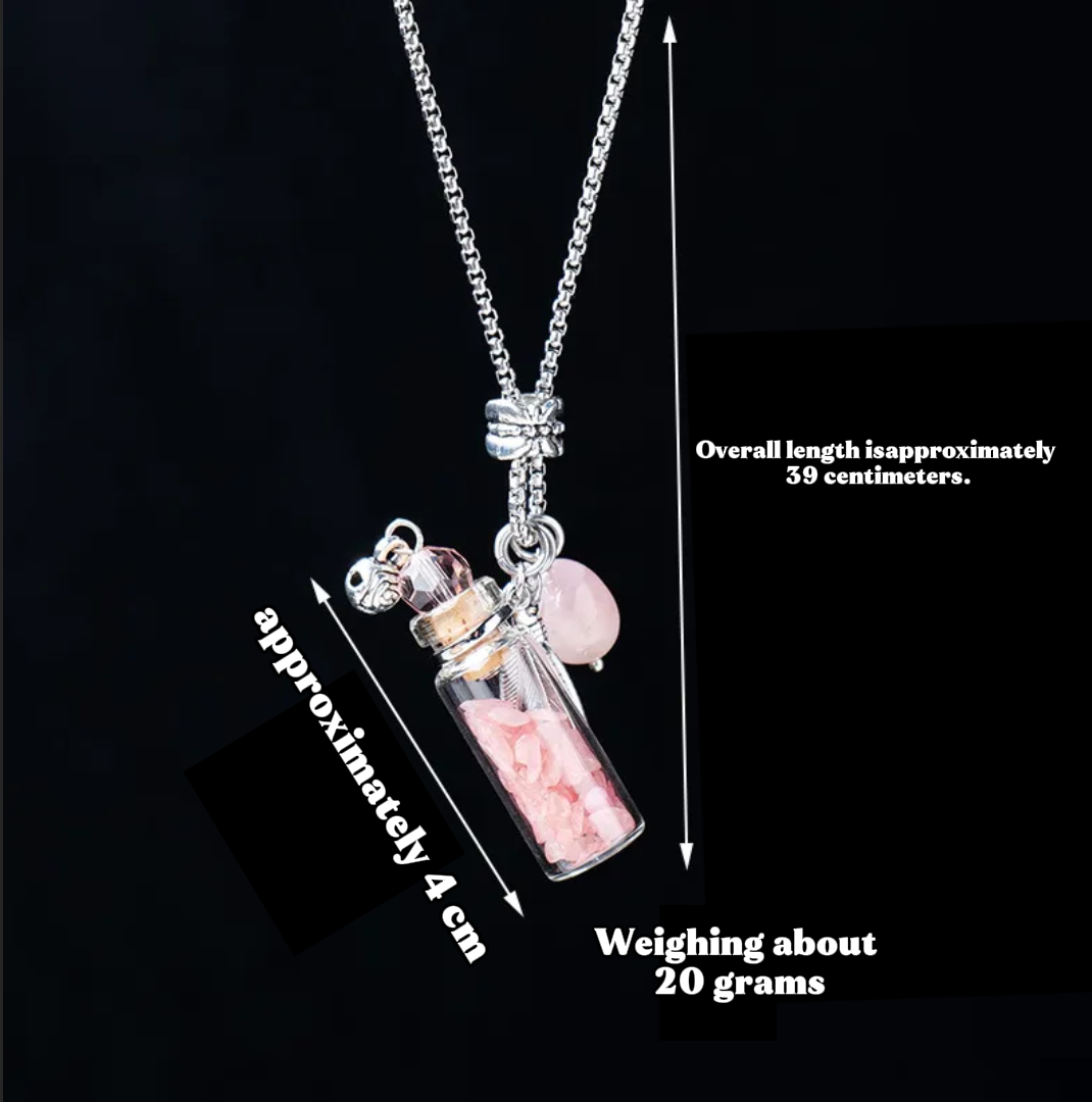 Natural Crystal Chips Wishing Bottle Pendant Necklace