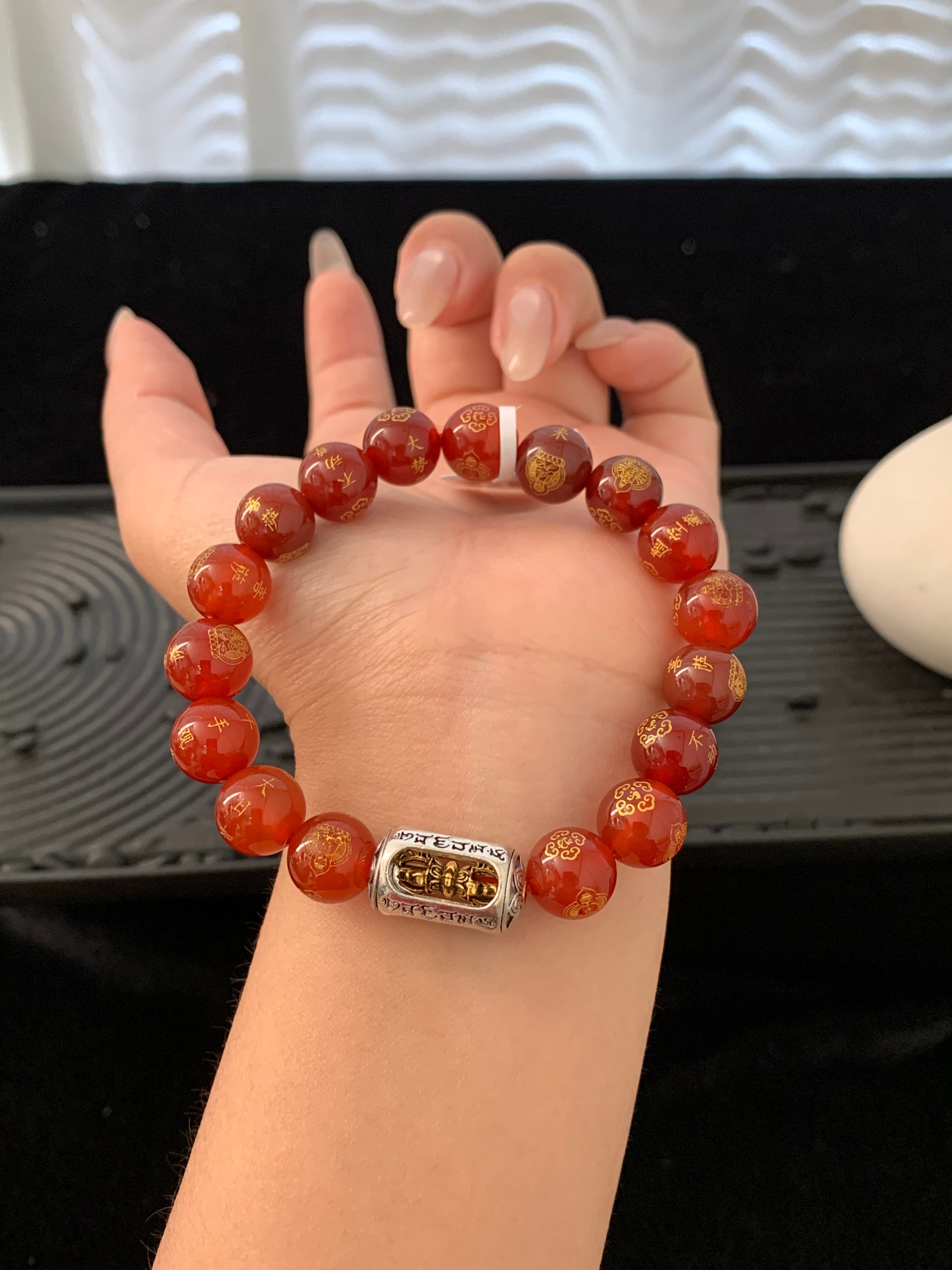 Red Agate Eight Guardian Deities Bracelet