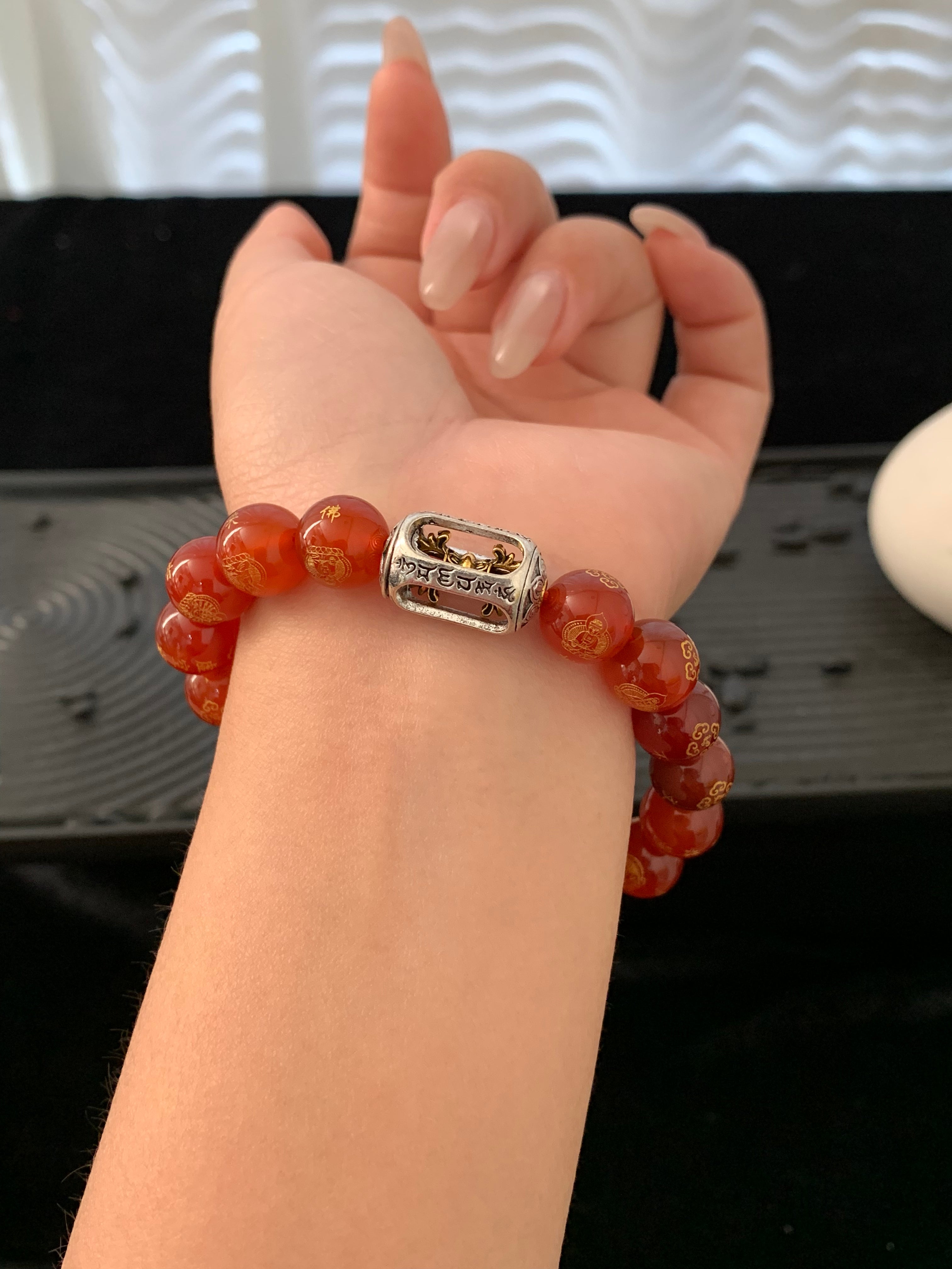 Red Agate Eight Guardian Deities Bracelet