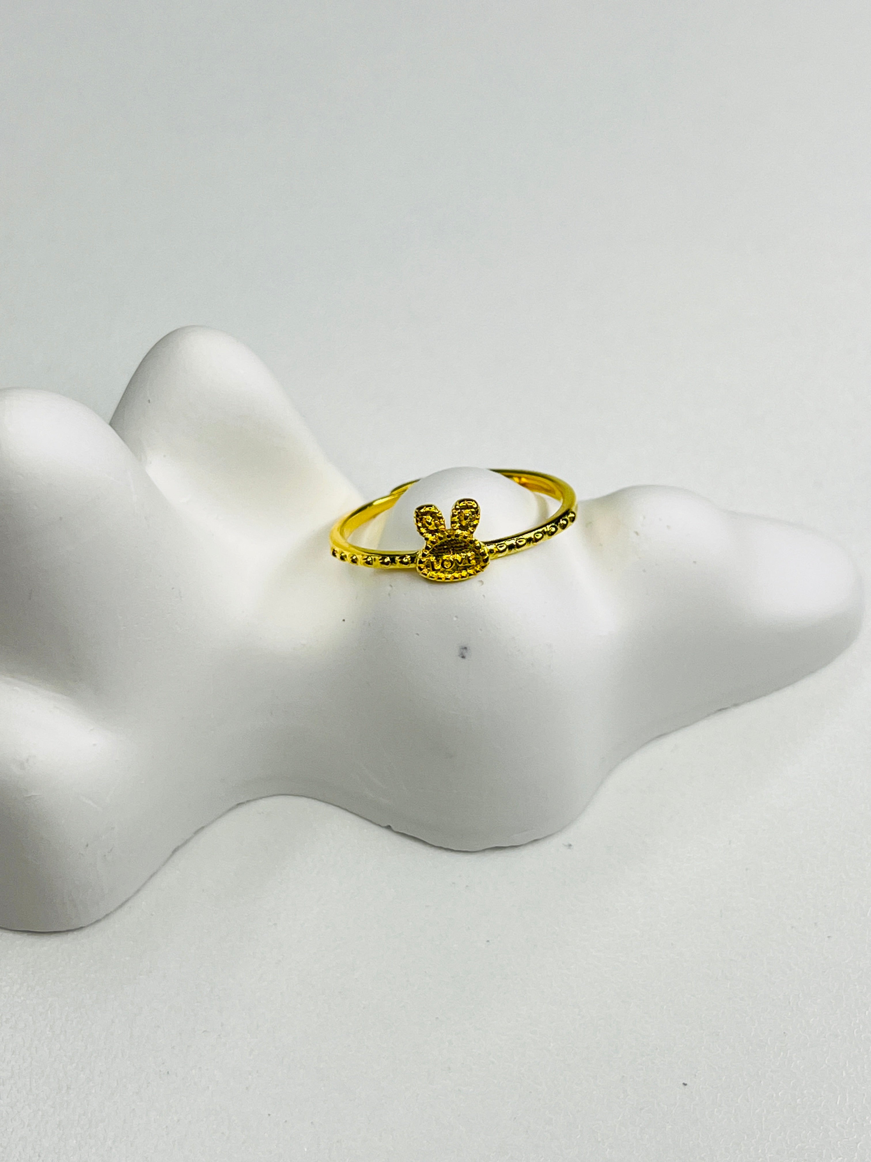 Gold-Plated Silver Cute Bunny Ear Ring
