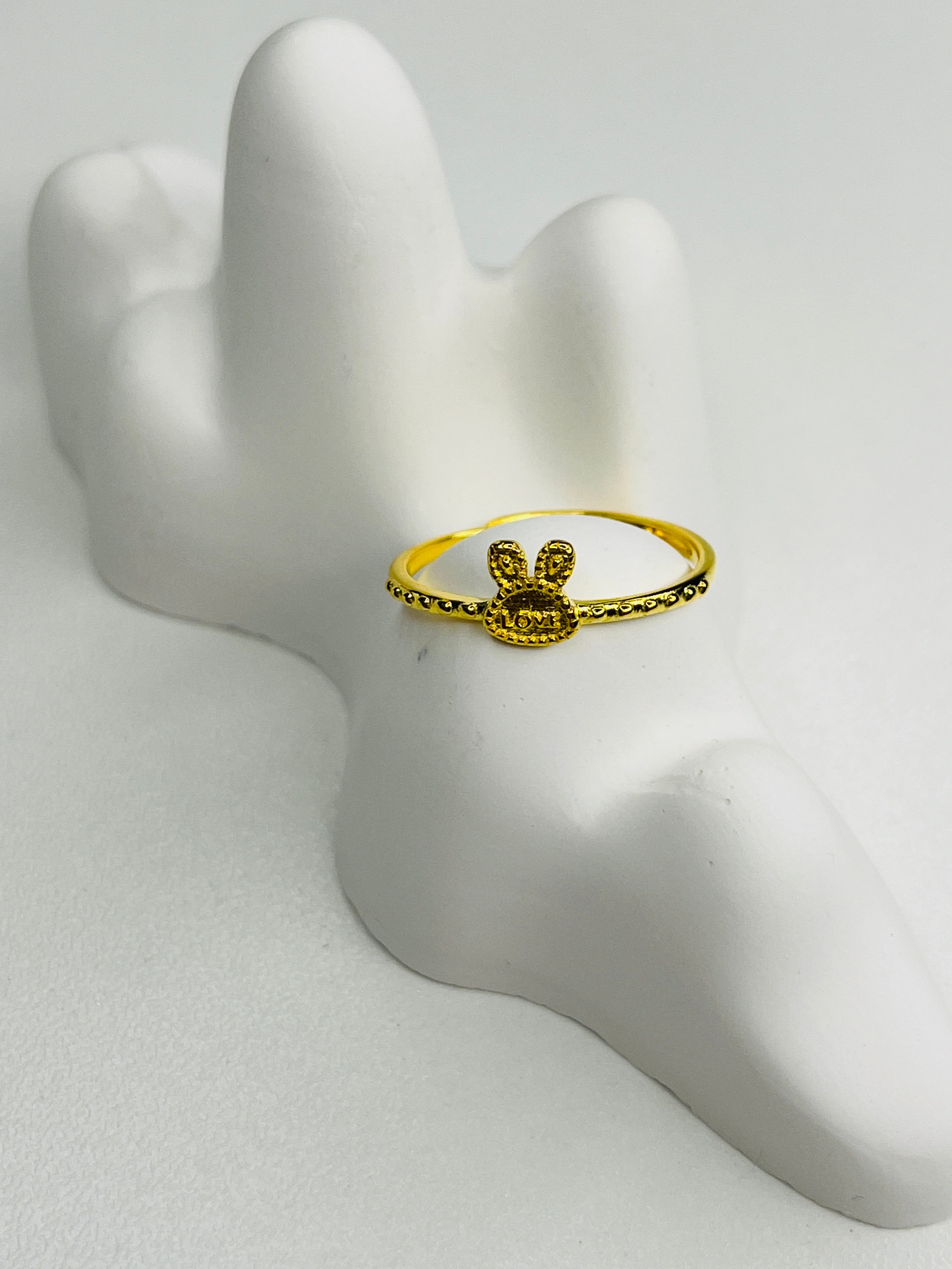 Gold-Plated Silver Cute Bunny Ear Ring