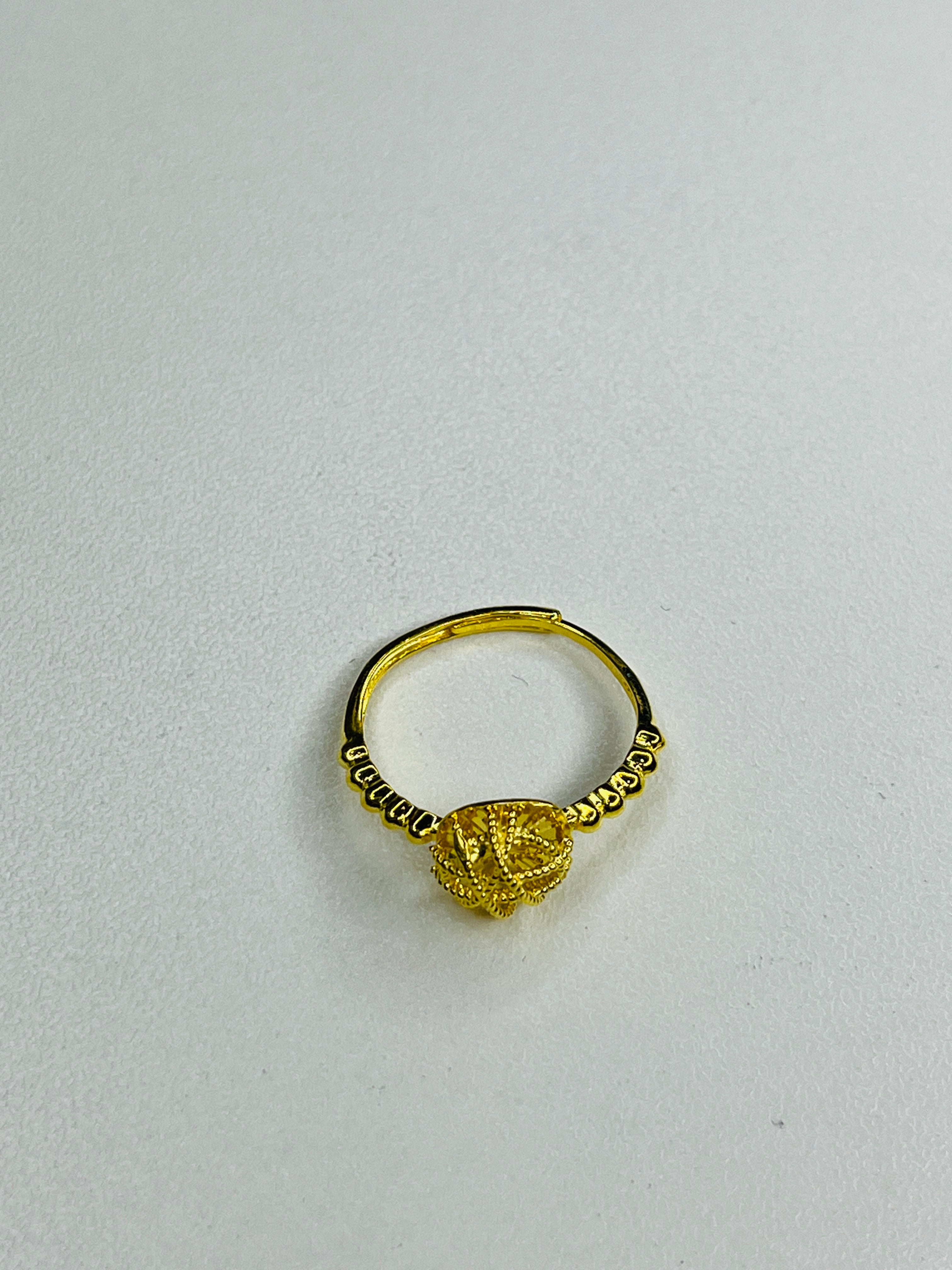 Gold-Plated Silver Hollow Filigree Square Sugar Ring