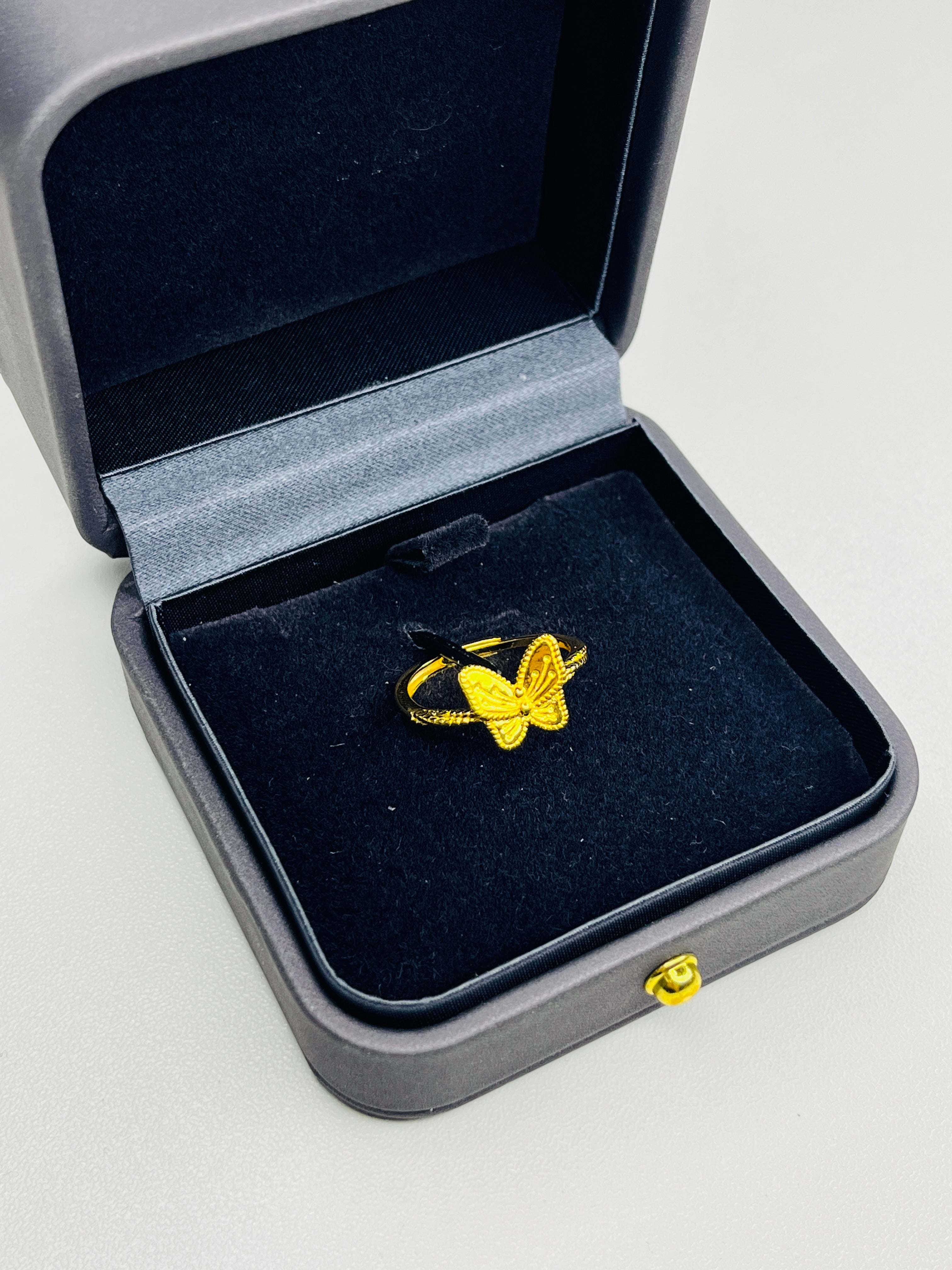 Gold-Plated Silver Purple Butterfly Ring