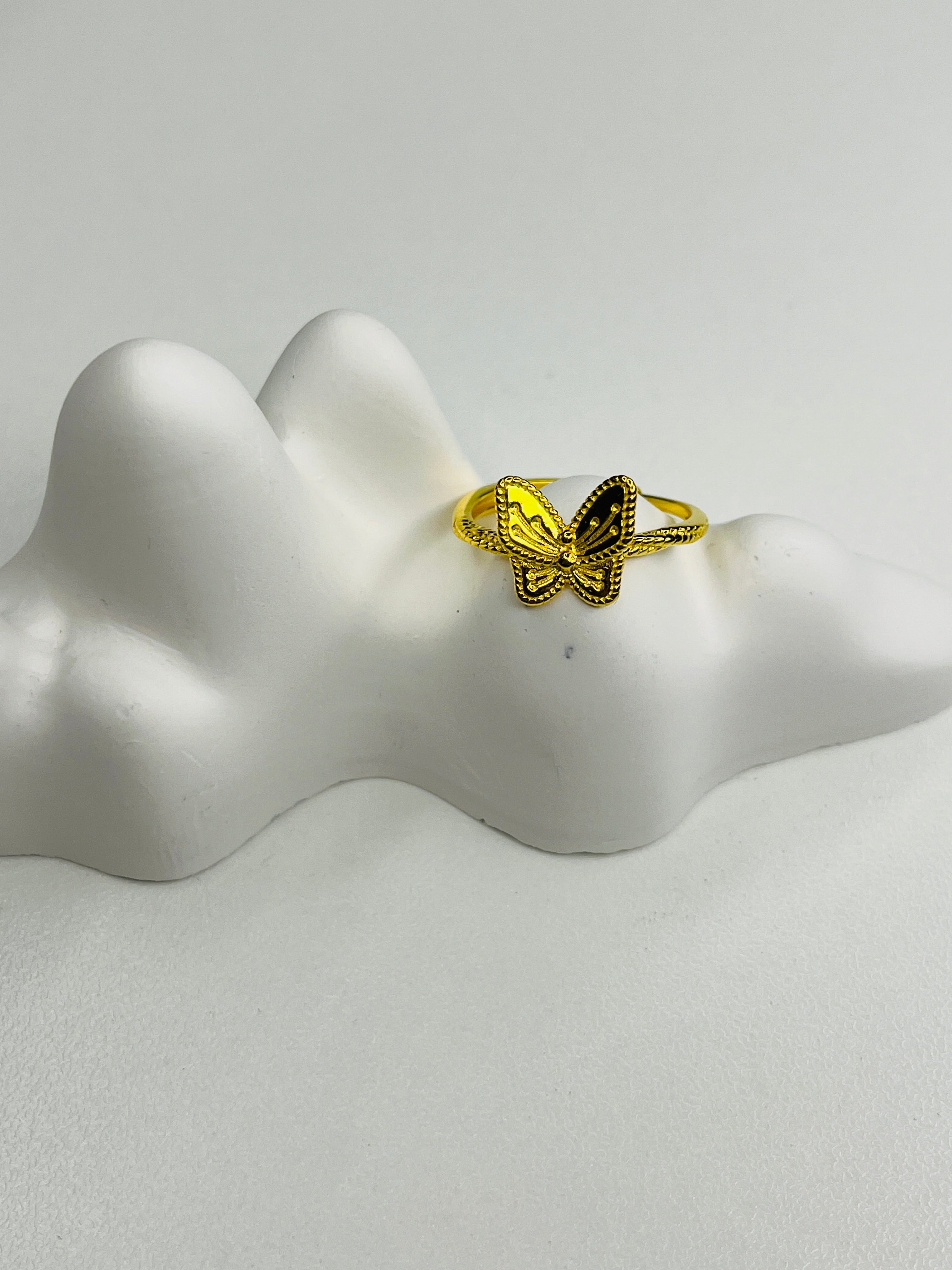 Gold-Plated Silver Purple Butterfly Ring