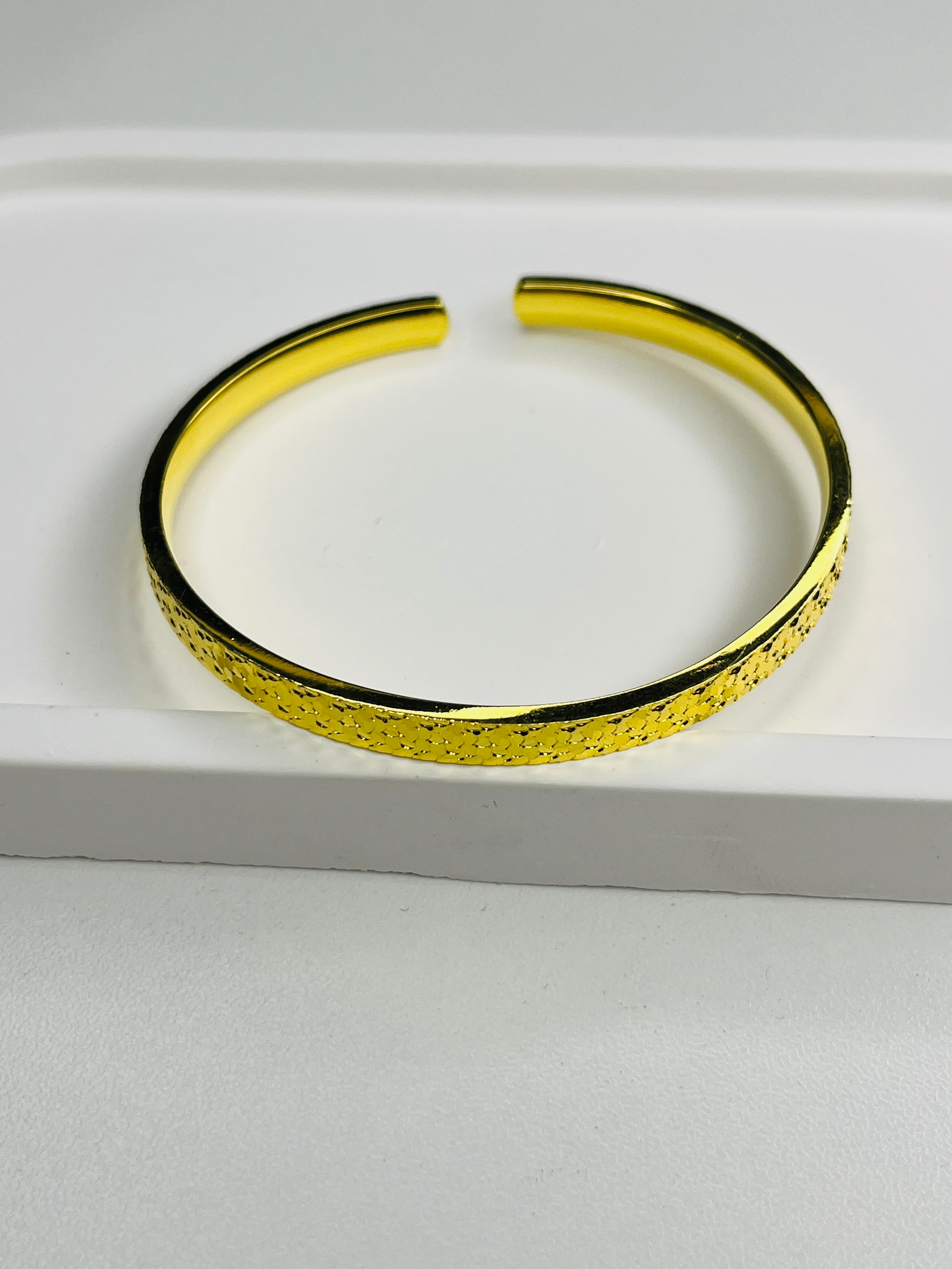 Gold Frosted Ice Open Cuff Bracelet