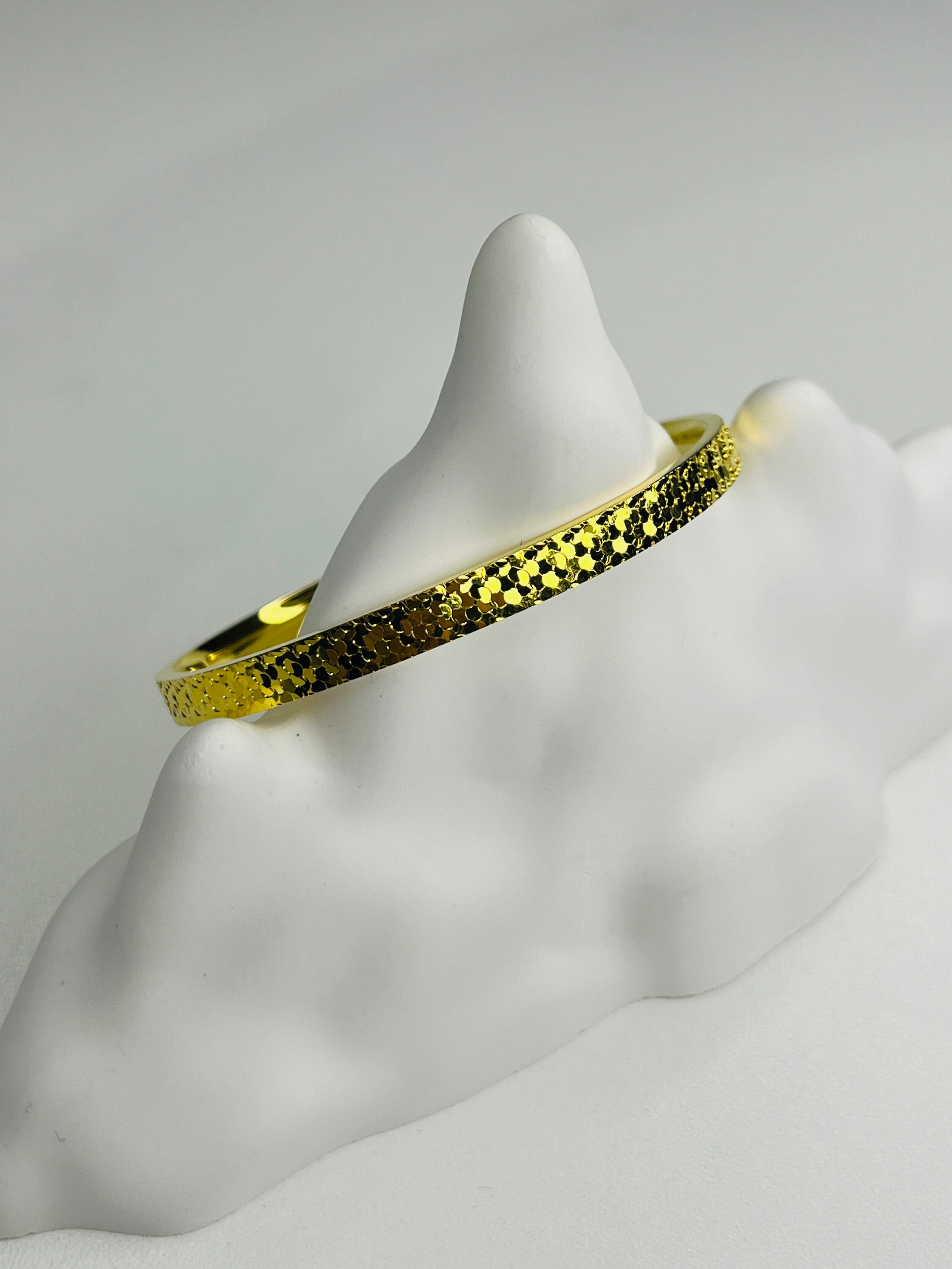 Gold Frosted Ice Open Cuff Bracelet