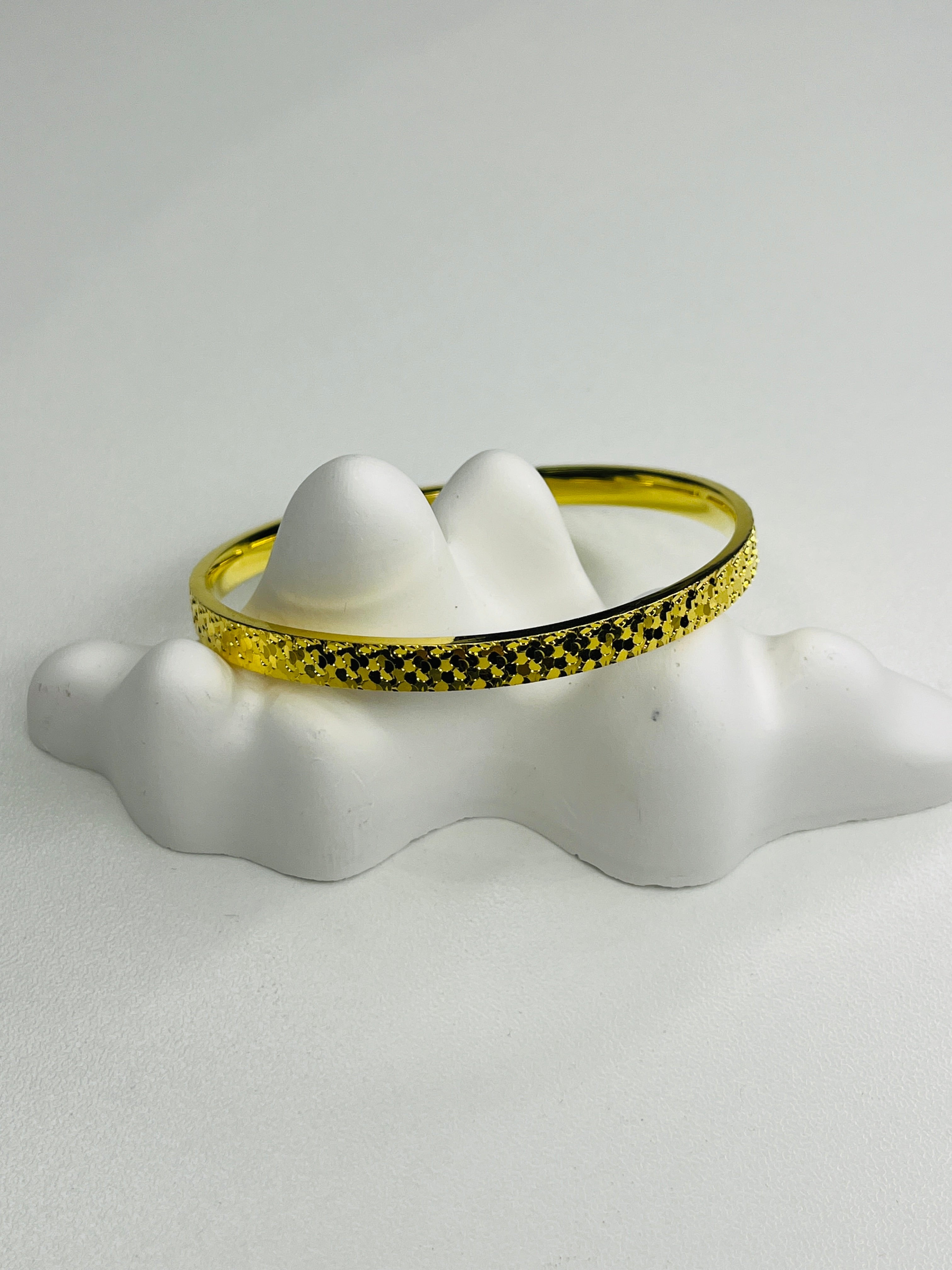 Gold Frosted Ice Open Cuff Bracelet