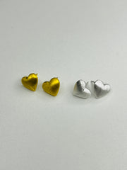 Gold-Plated Silver Brushed Heart Stud Earrings