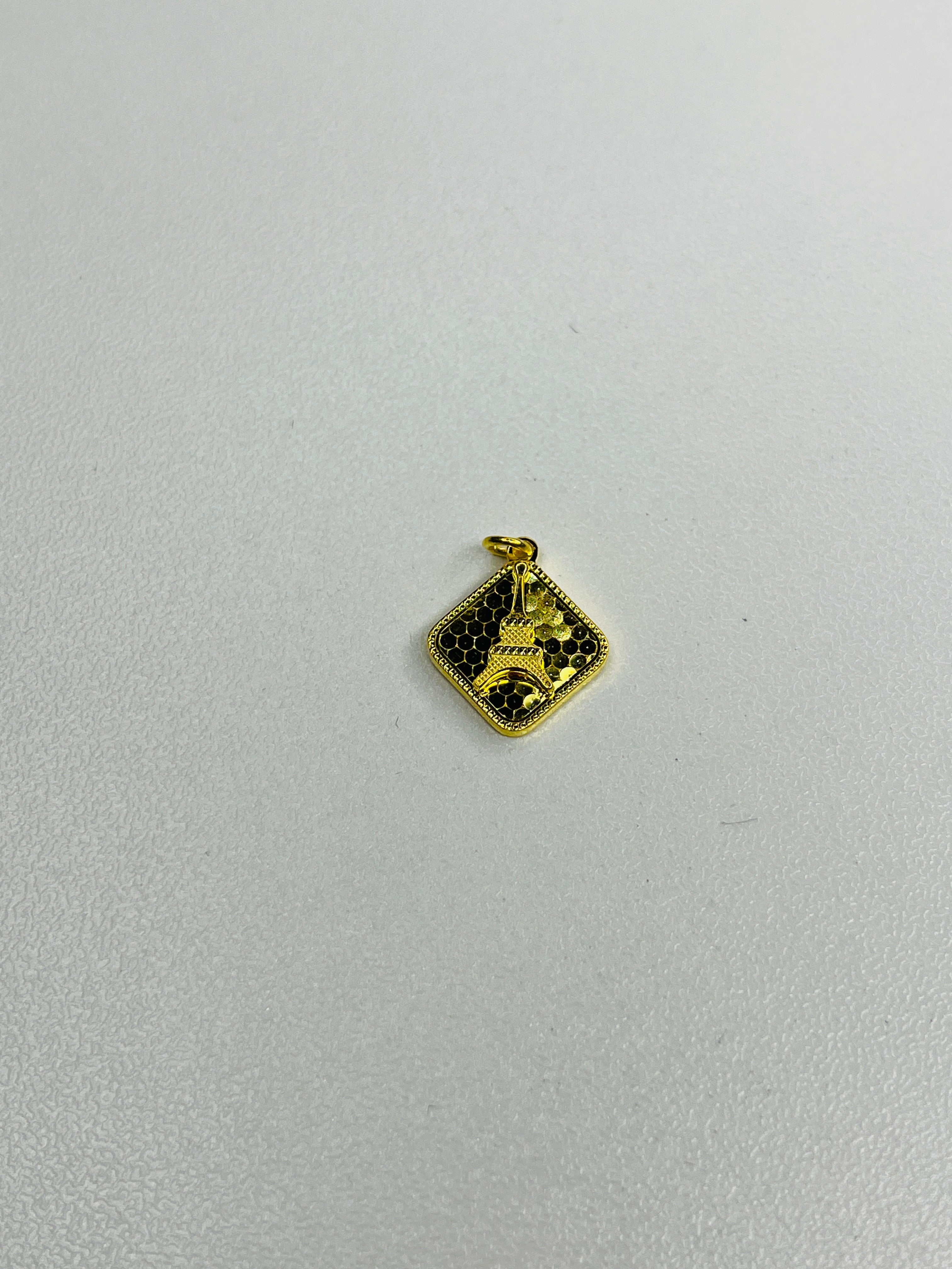 Gold-Plated Silver Square Pendant with Pagoda Design Necklace