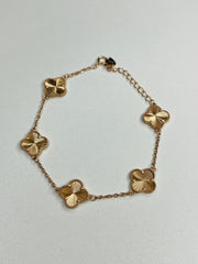 Gold & Rose Gold Plated Silver Four-Leaf Clover Bracelet
