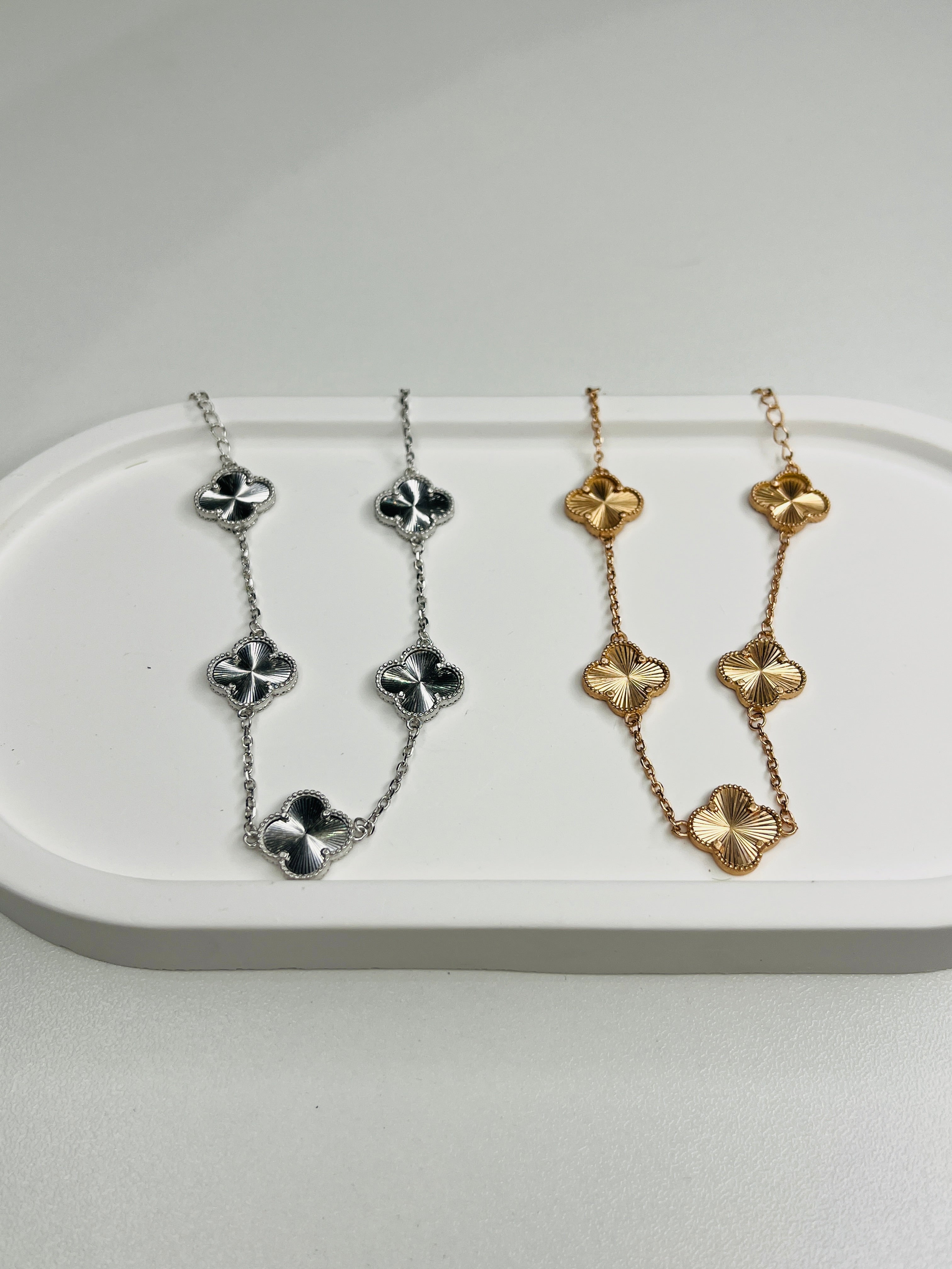 Gold & Rose Gold Plated Silver Four-Leaf Clover Bracelet