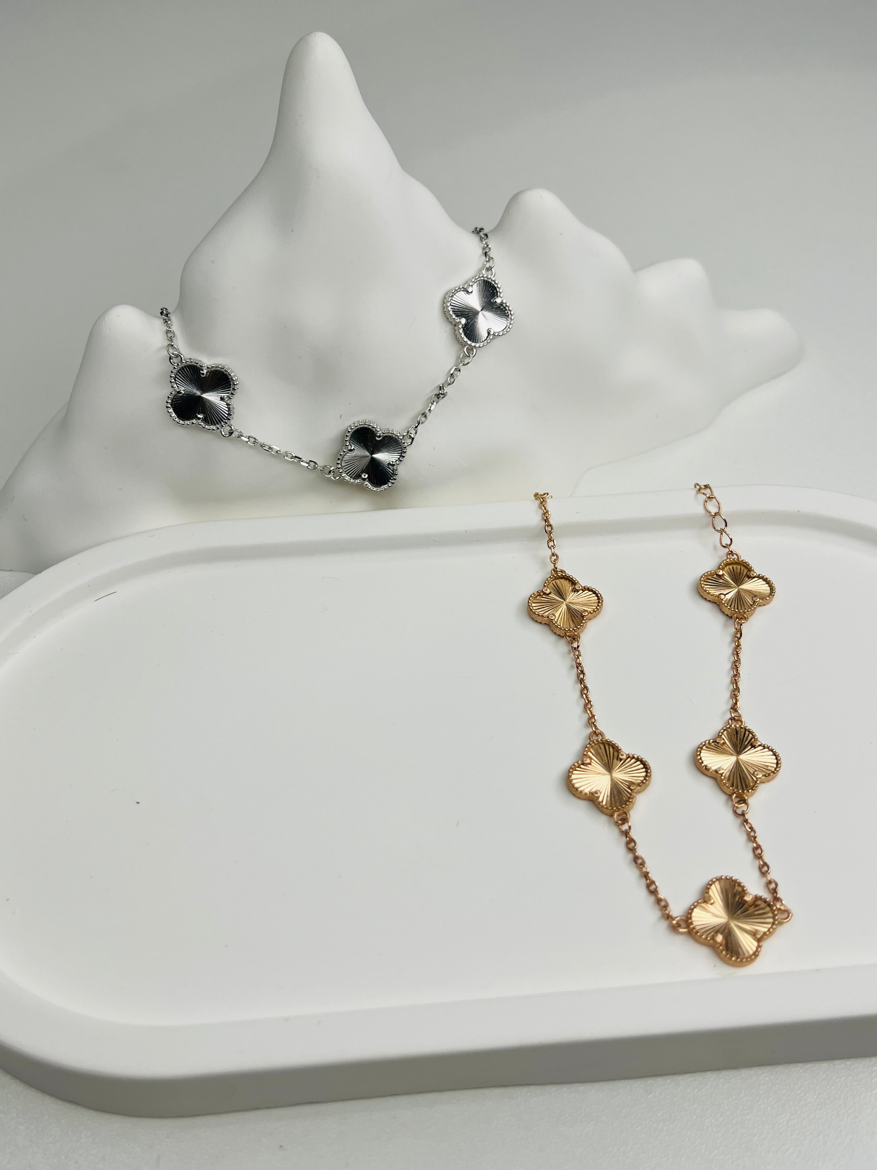 Gold & Rose Gold Plated Silver Four-Leaf Clover Bracelet