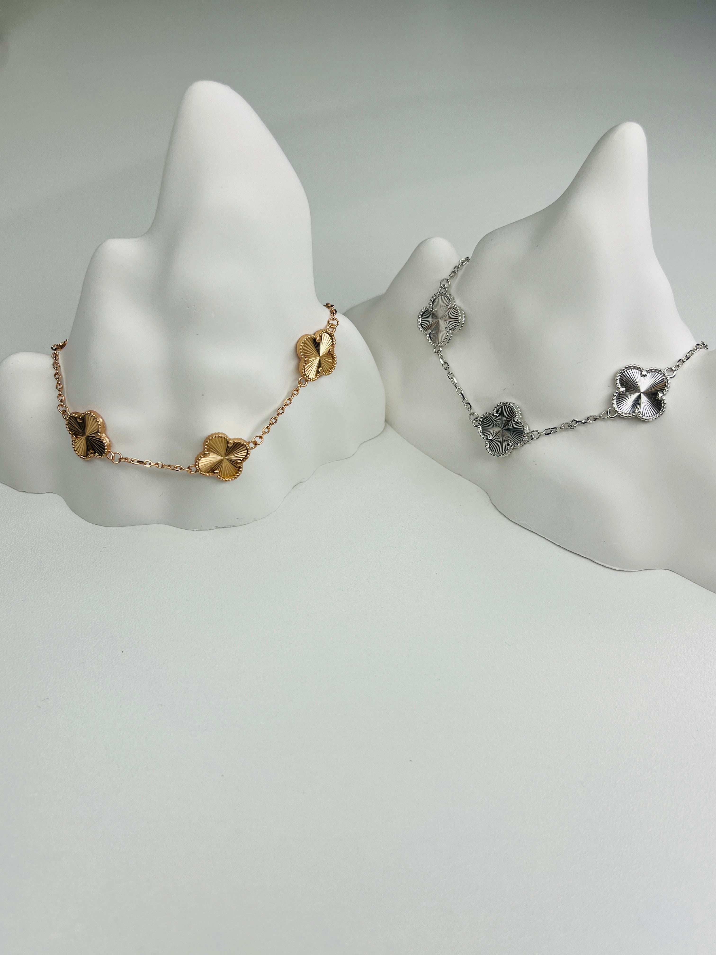 Gold & Rose Gold Plated Silver Four-Leaf Clover Bracelet