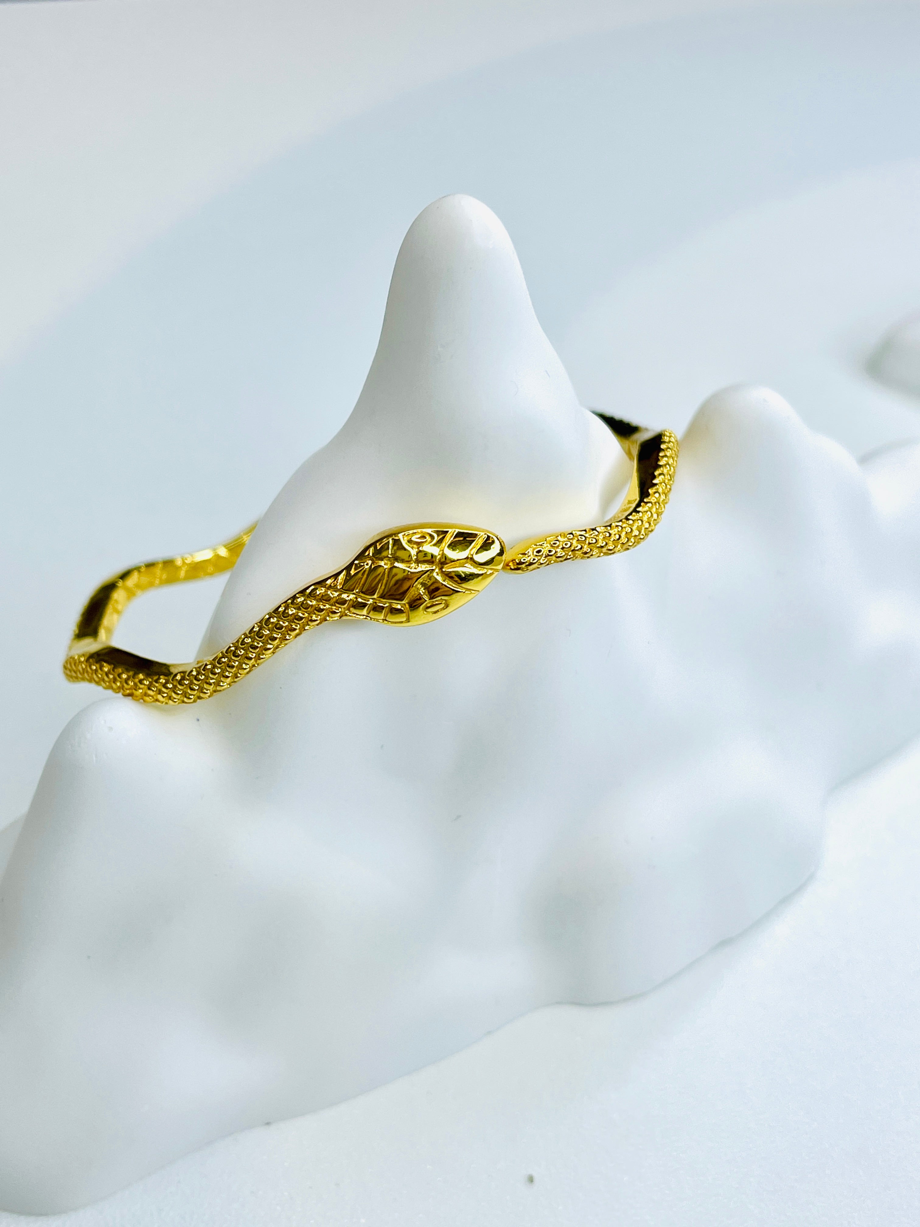 Gold Spirit Snake Open Bangle