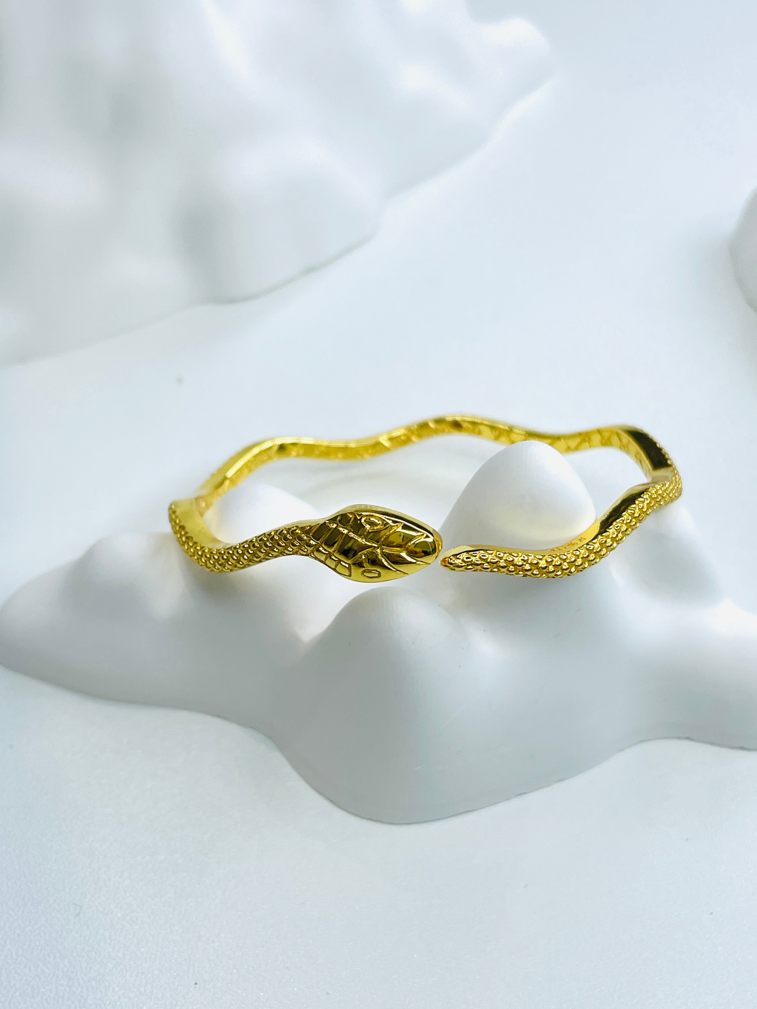 Gold Spirit Snake Open Bangle