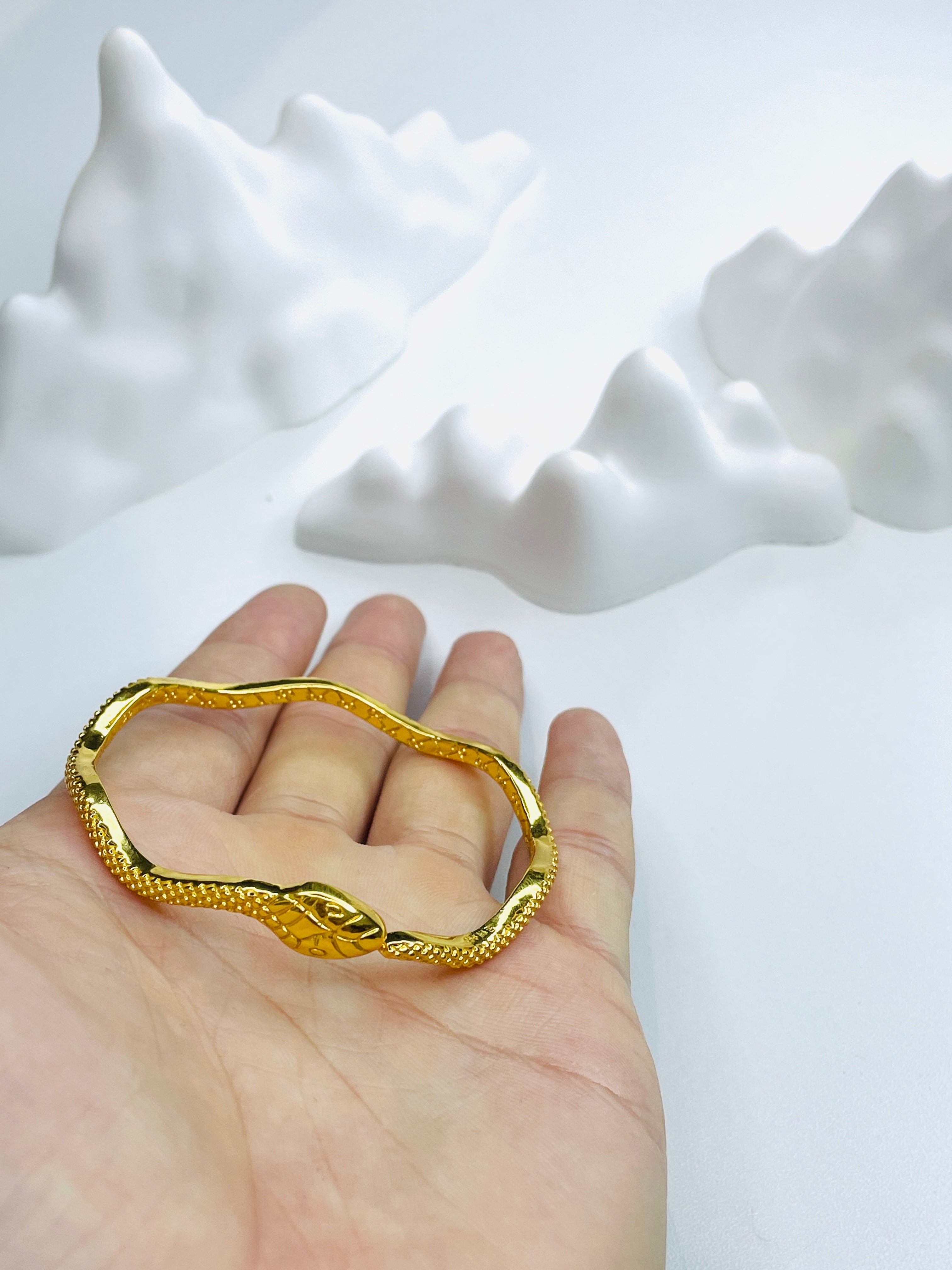 Gold Spirit Snake Open Bangle