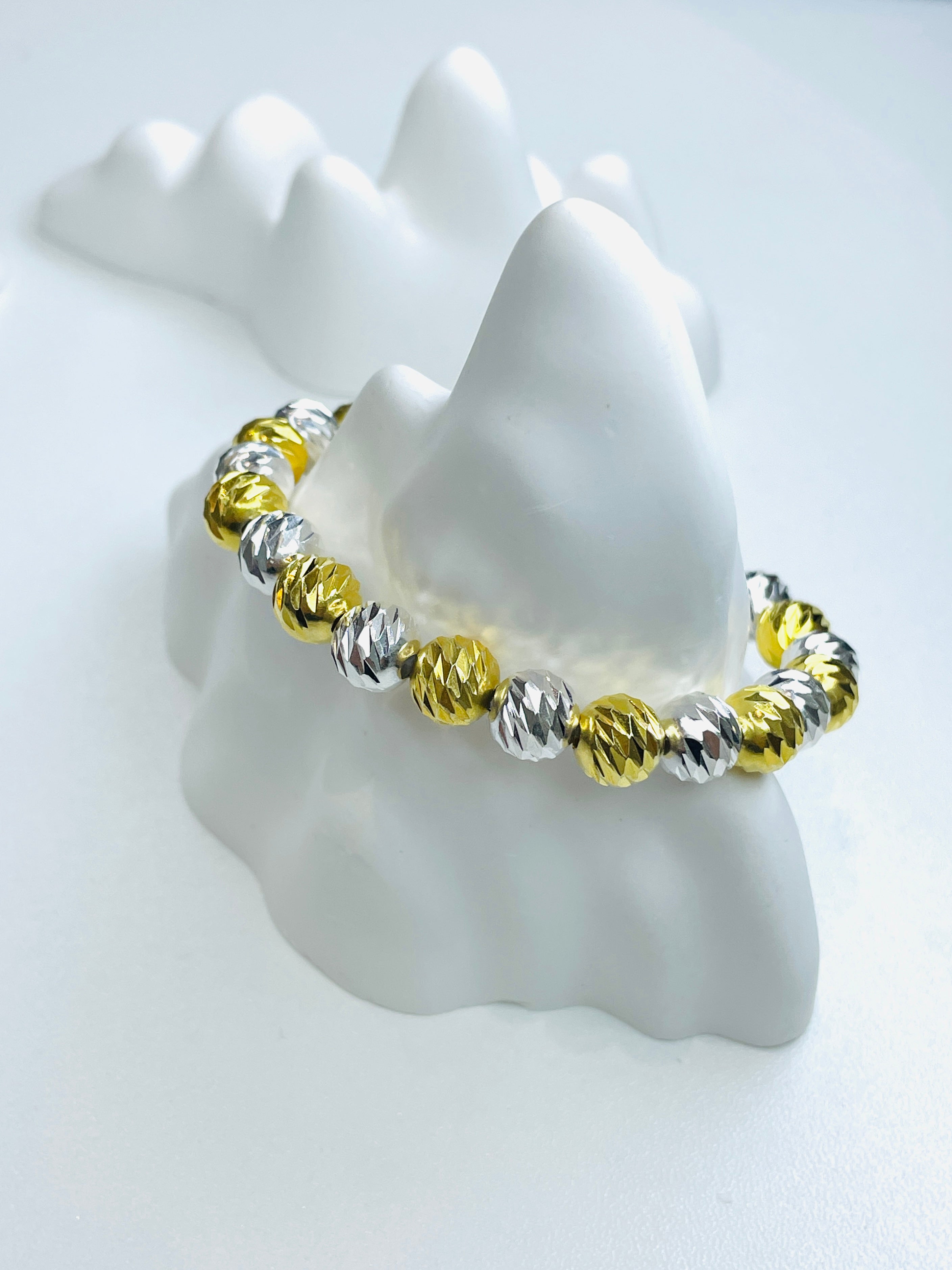 Two-Tone Oblique-Cut Bead Bracelet