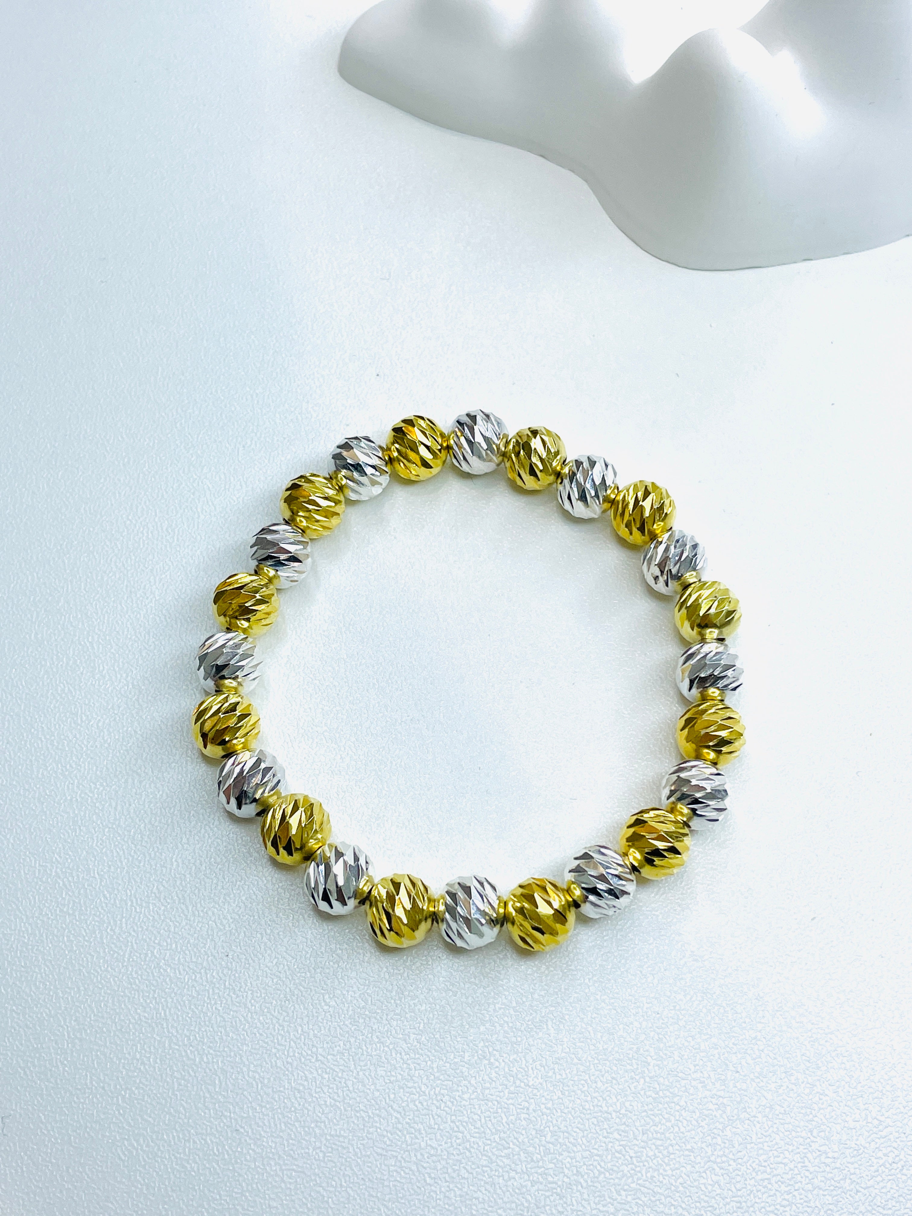 Two-Tone Oblique-Cut Bead Bracelet