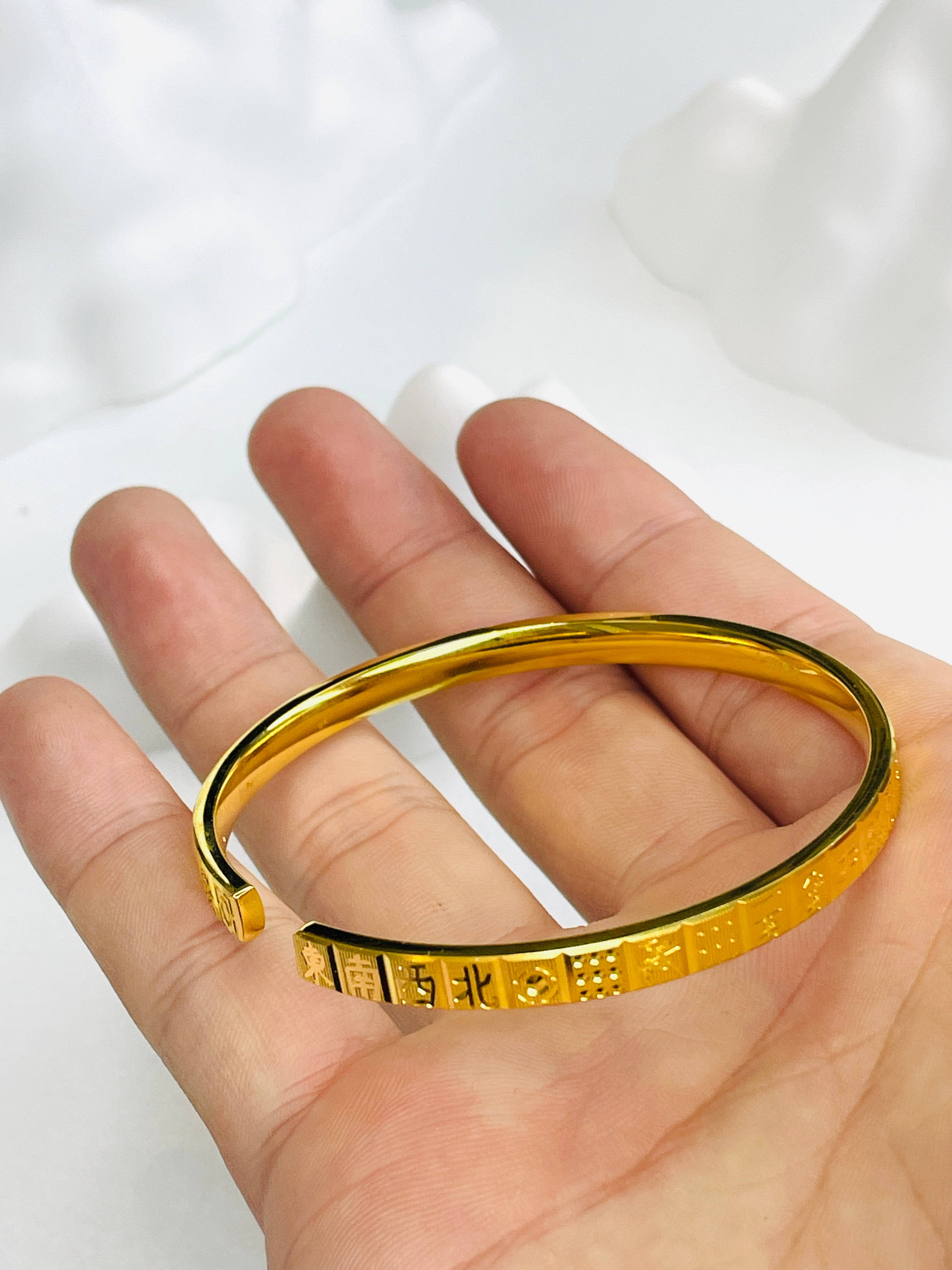 Gold Mahjong Tile Open Bangle