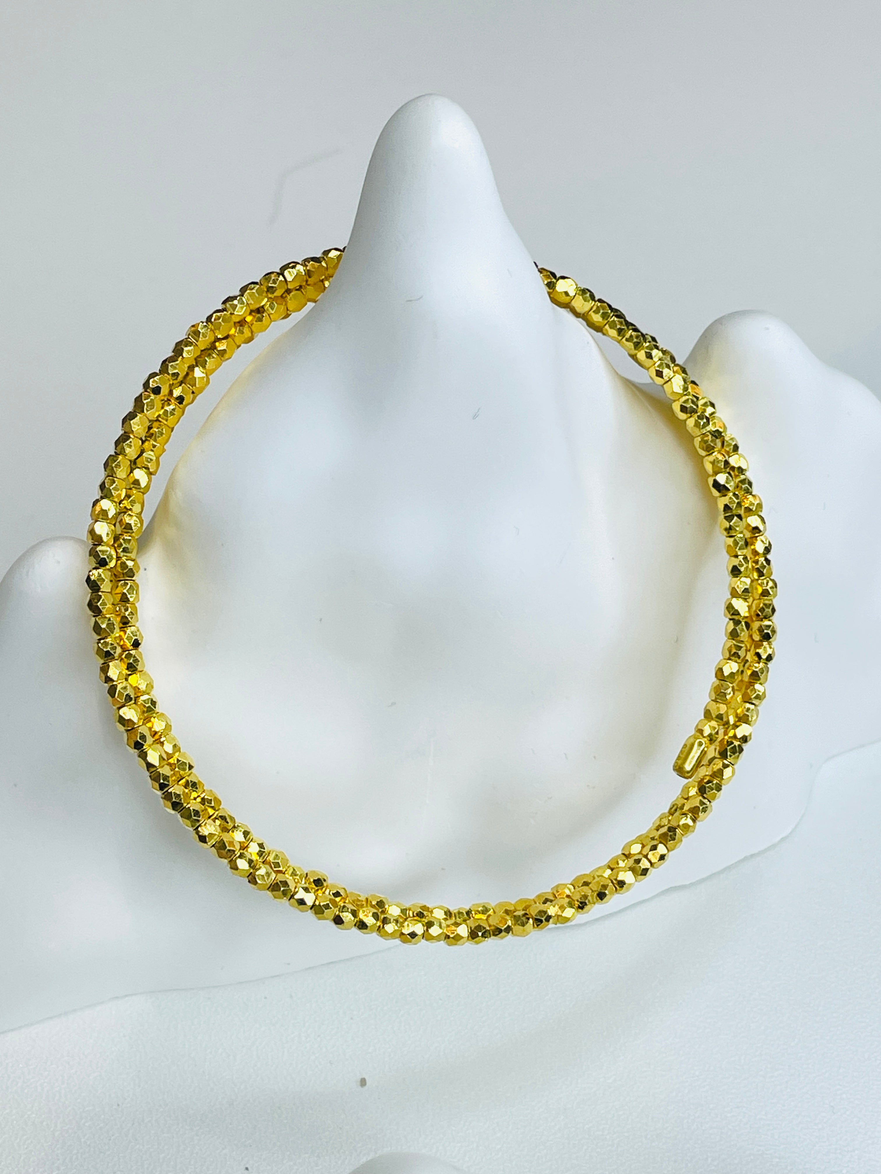 Gold Three-Row Textured Bangle