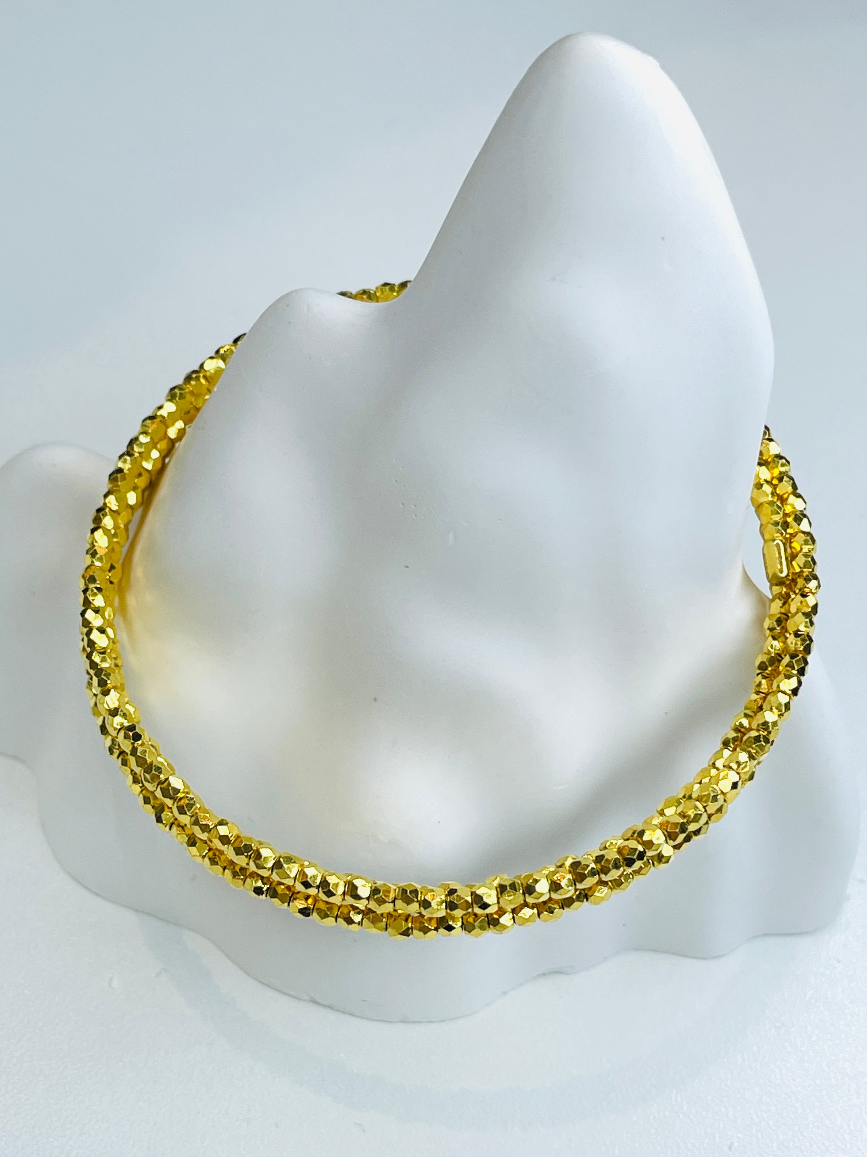 Gold Three-Row Textured Bangle