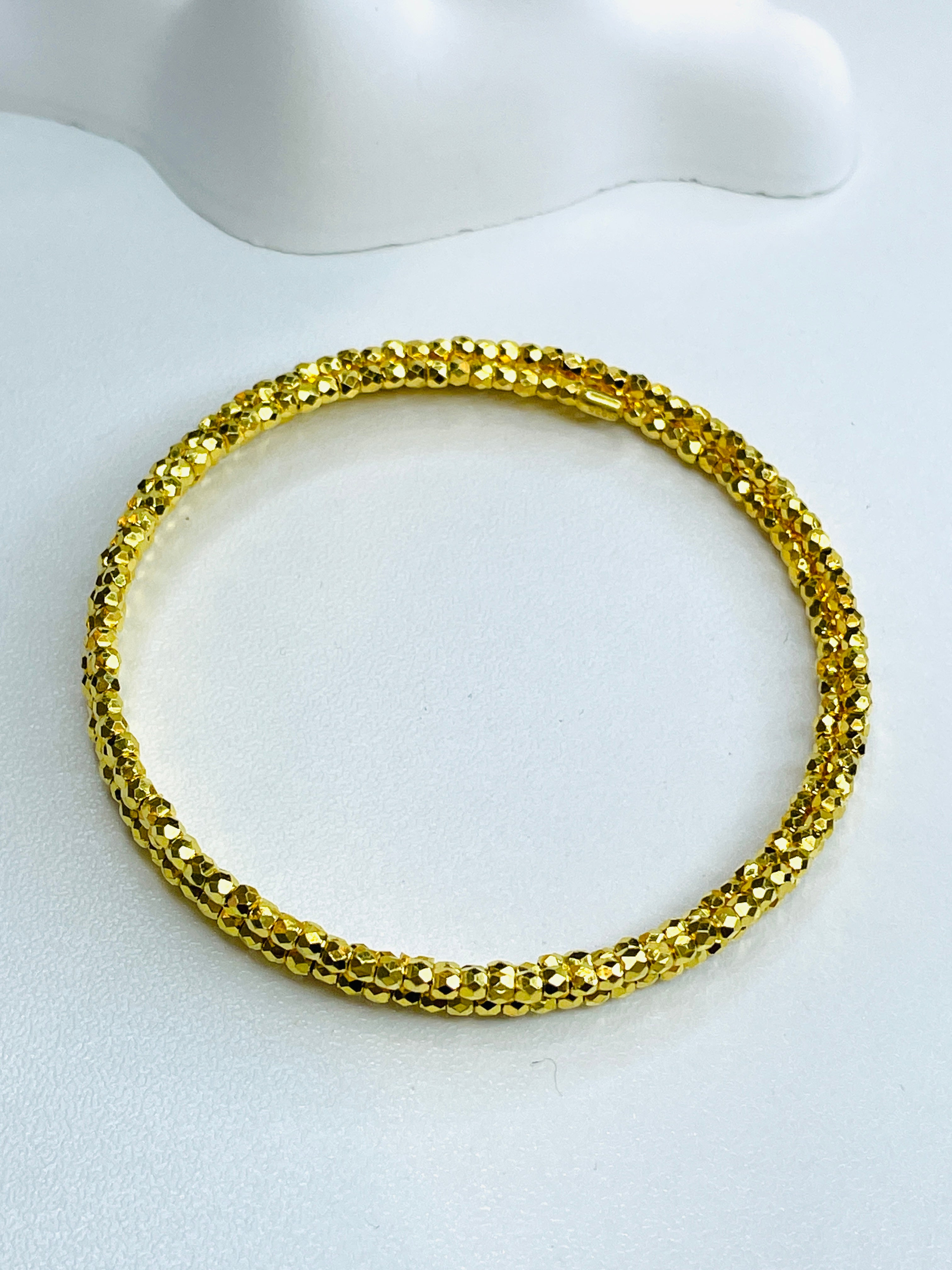 Gold Three-Row Textured Bangle