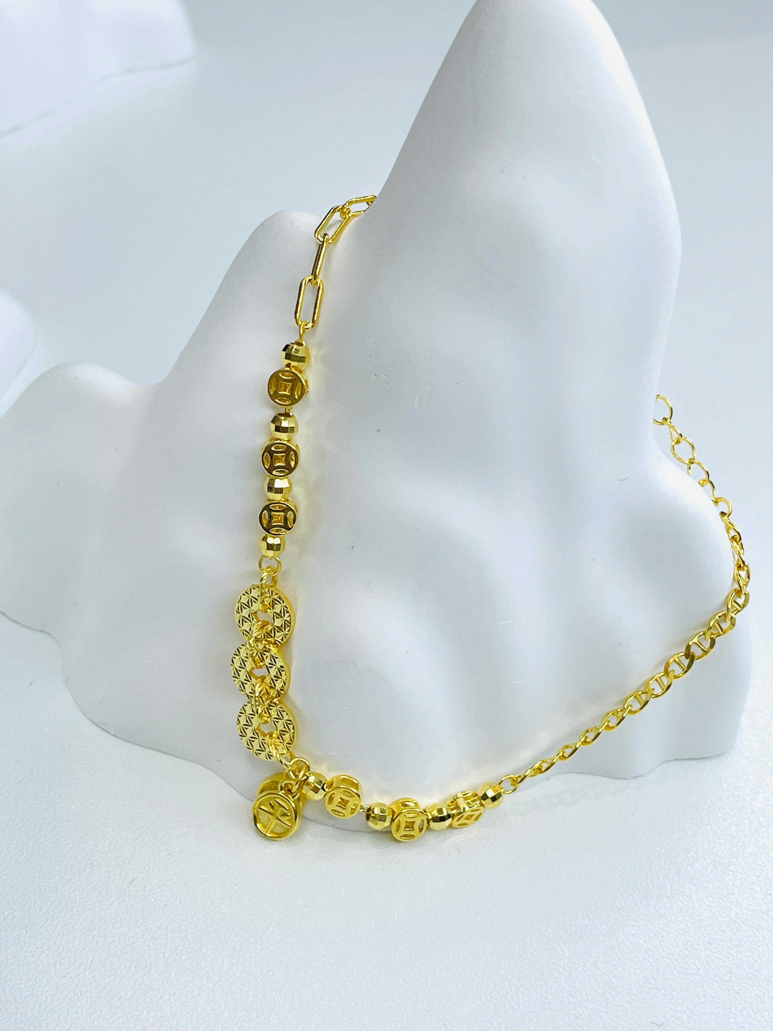 Gold Shard Ice-Inspired Coin & Gourd Bracelet