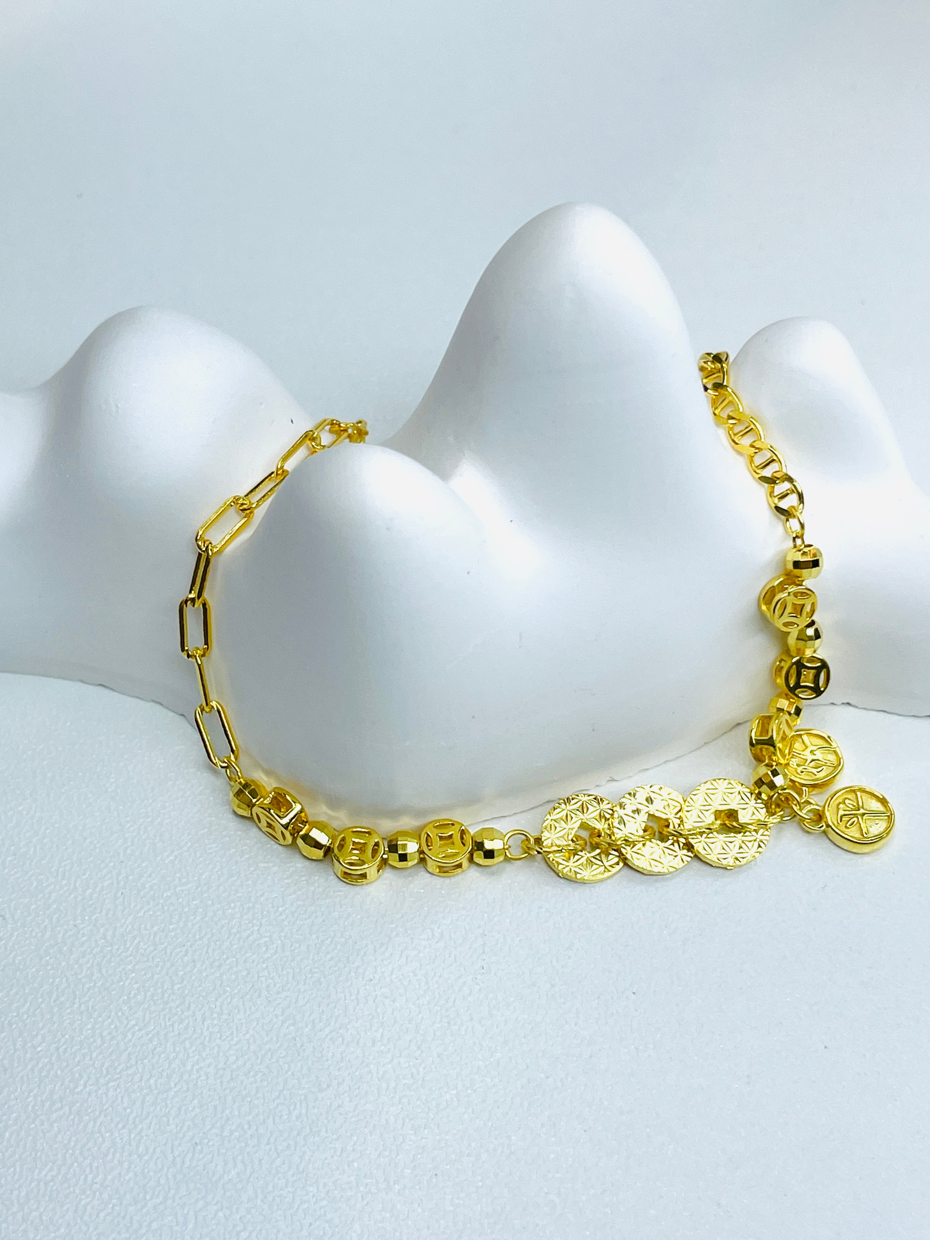 Gold Shard Ice-Inspired Coin & Gourd Bracelet