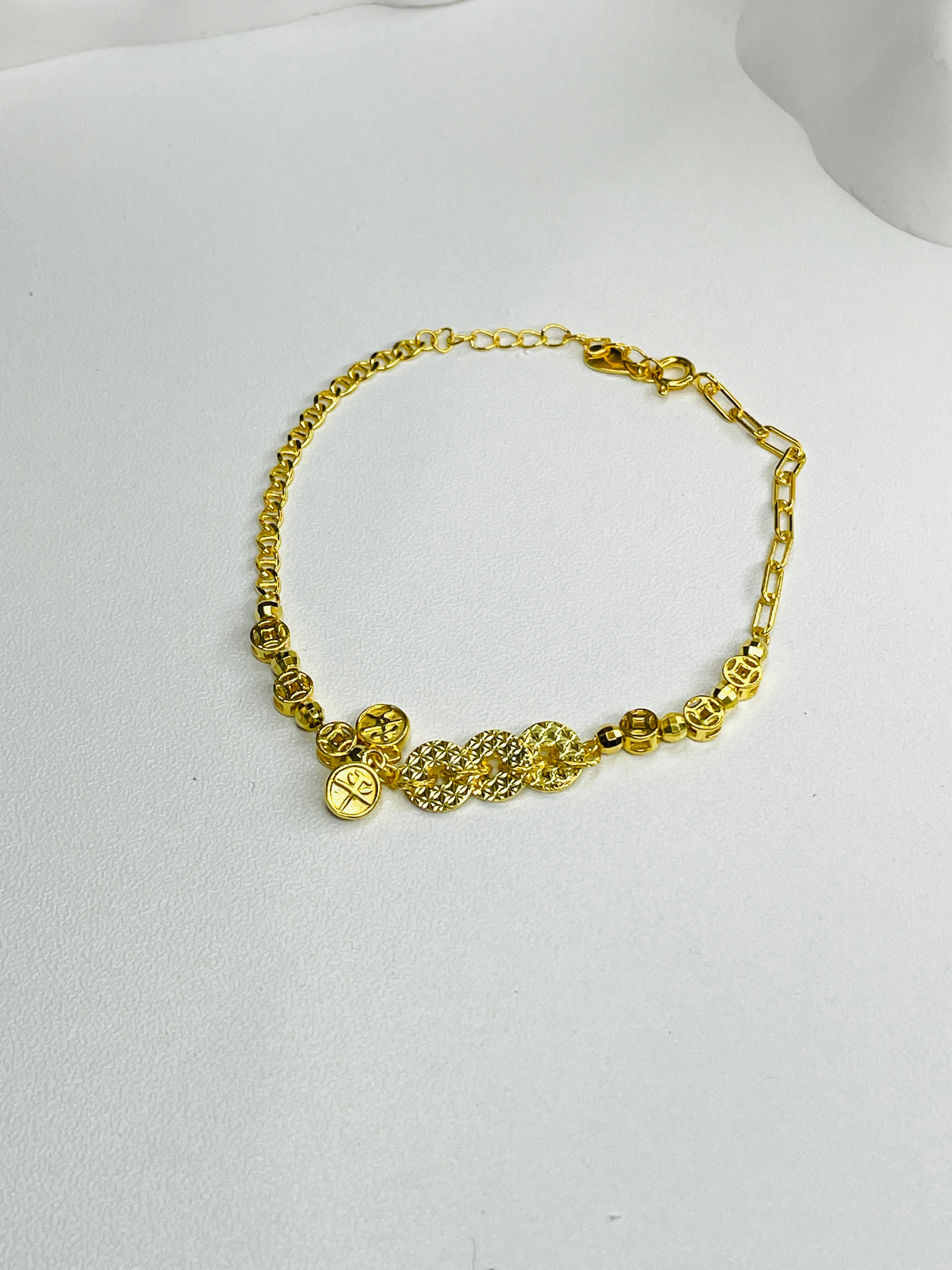 Gold Shard Ice-Inspired Coin & Gourd Bracelet