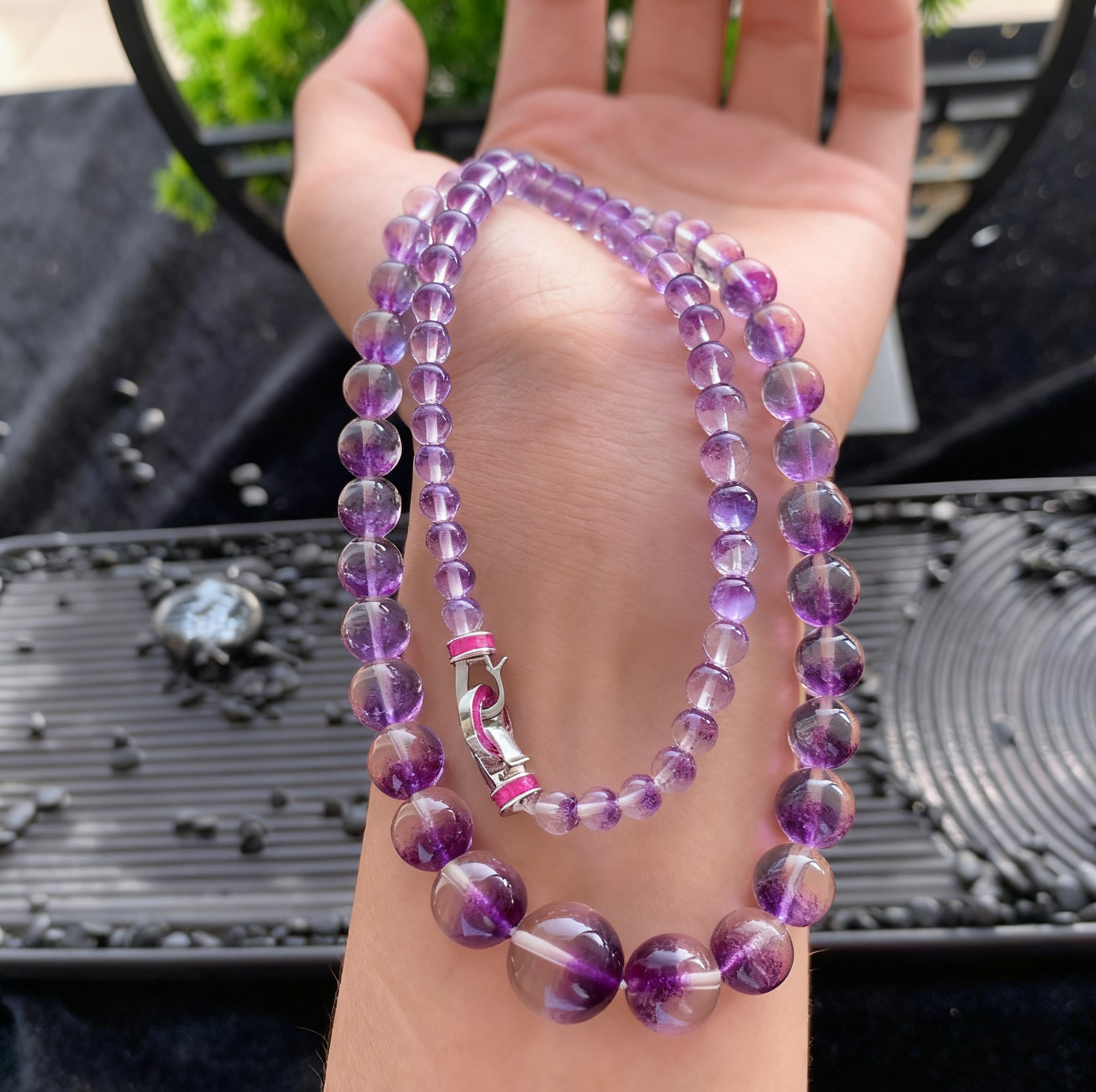 Top - Grade Purple Fluorite Tower Necklace
