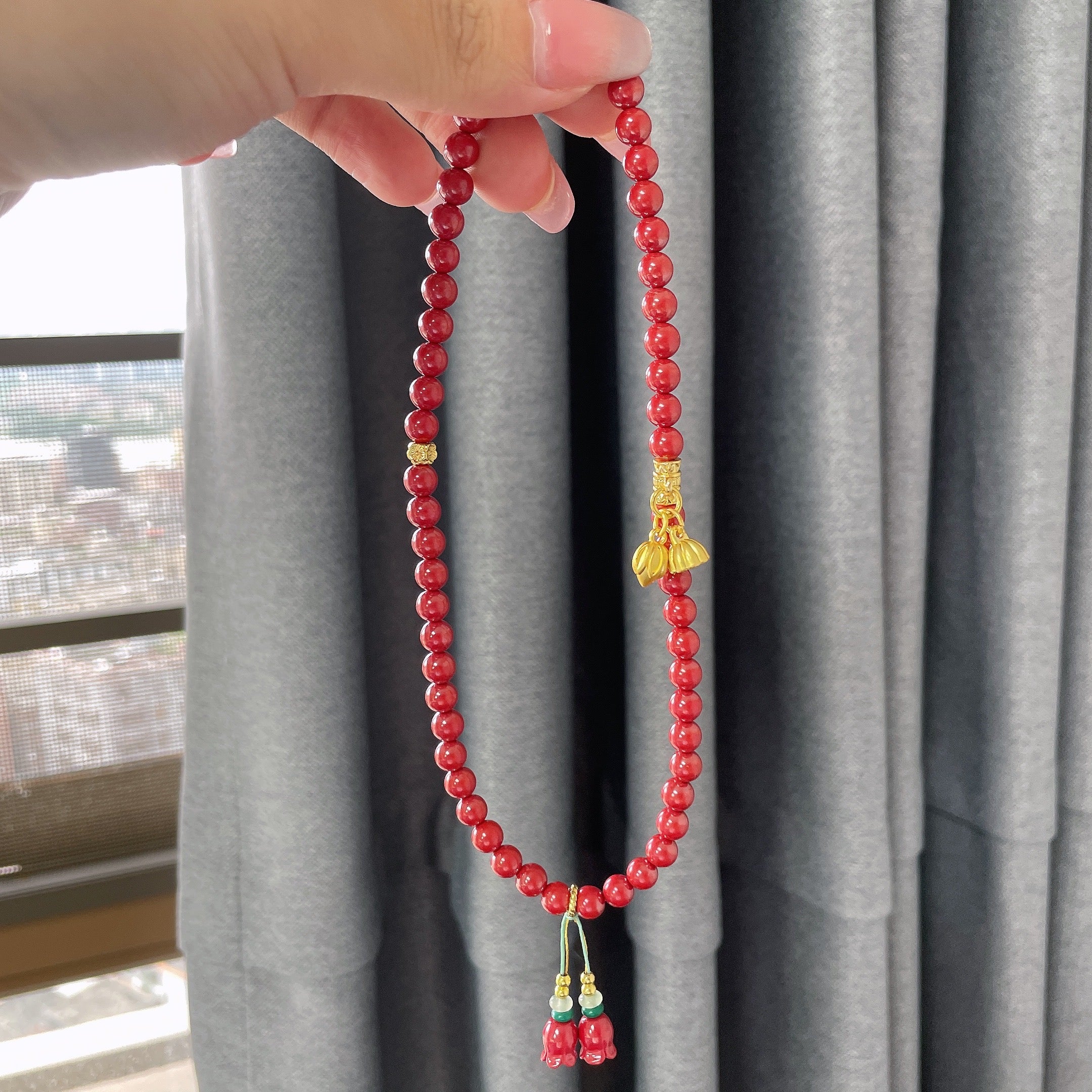cinnabar design bead string