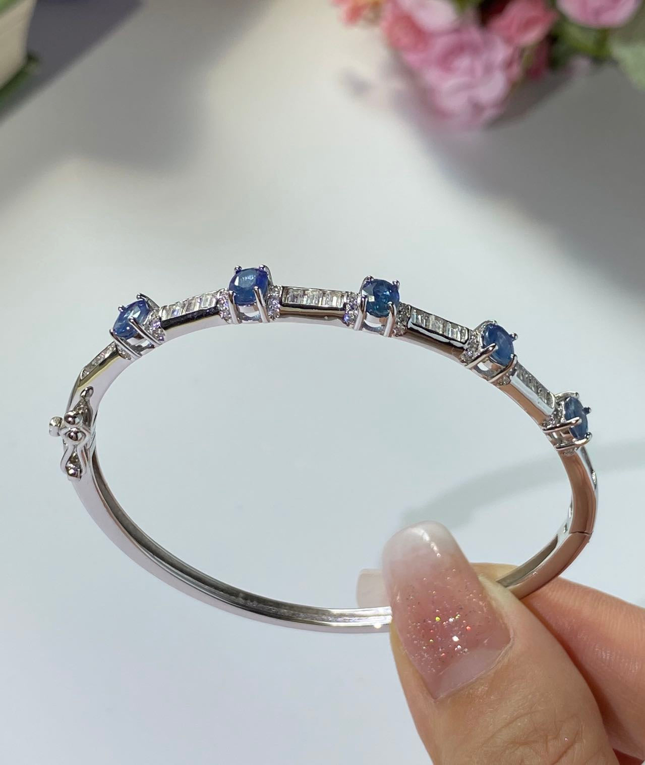 Silver sapphire bracelet 💙