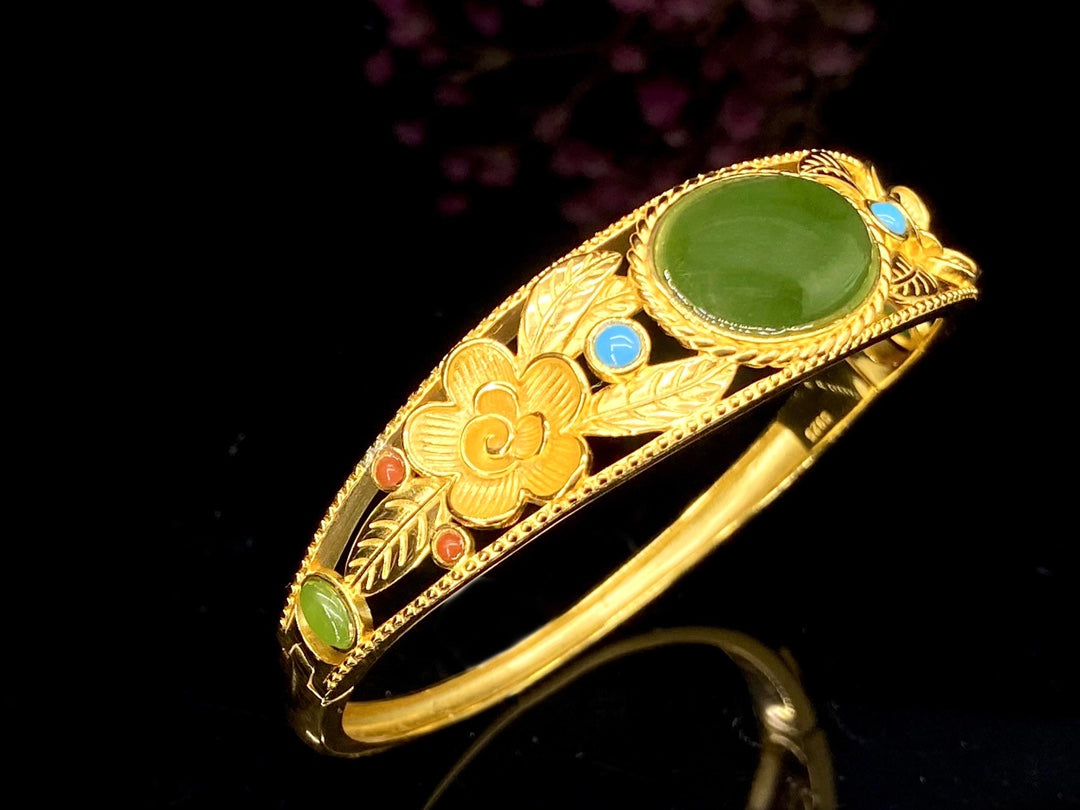 925 Hotan Jade Bracelet #HTCC56-402