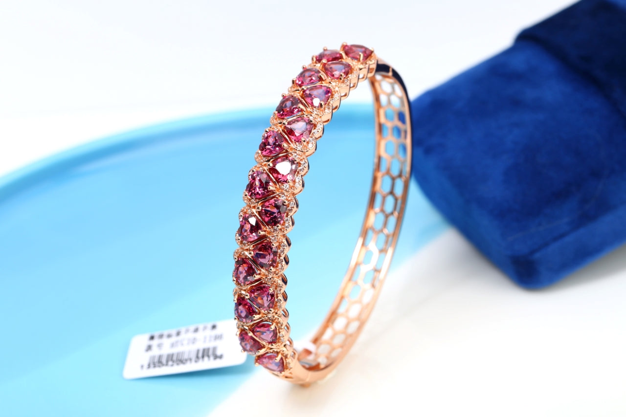 S925 Magnesium Aluminum Garnet Bracelet #HTC10-1196