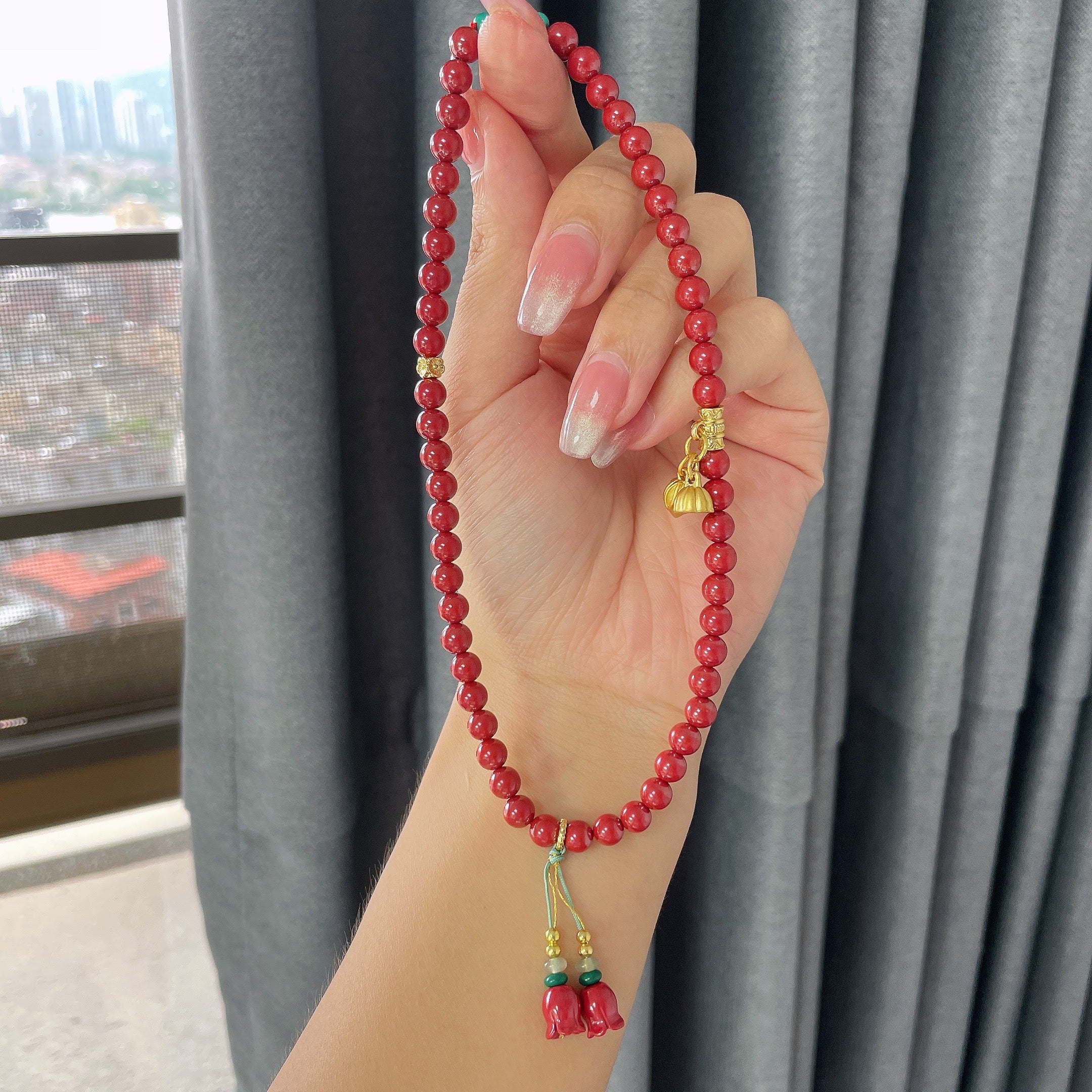cinnabar design bead string