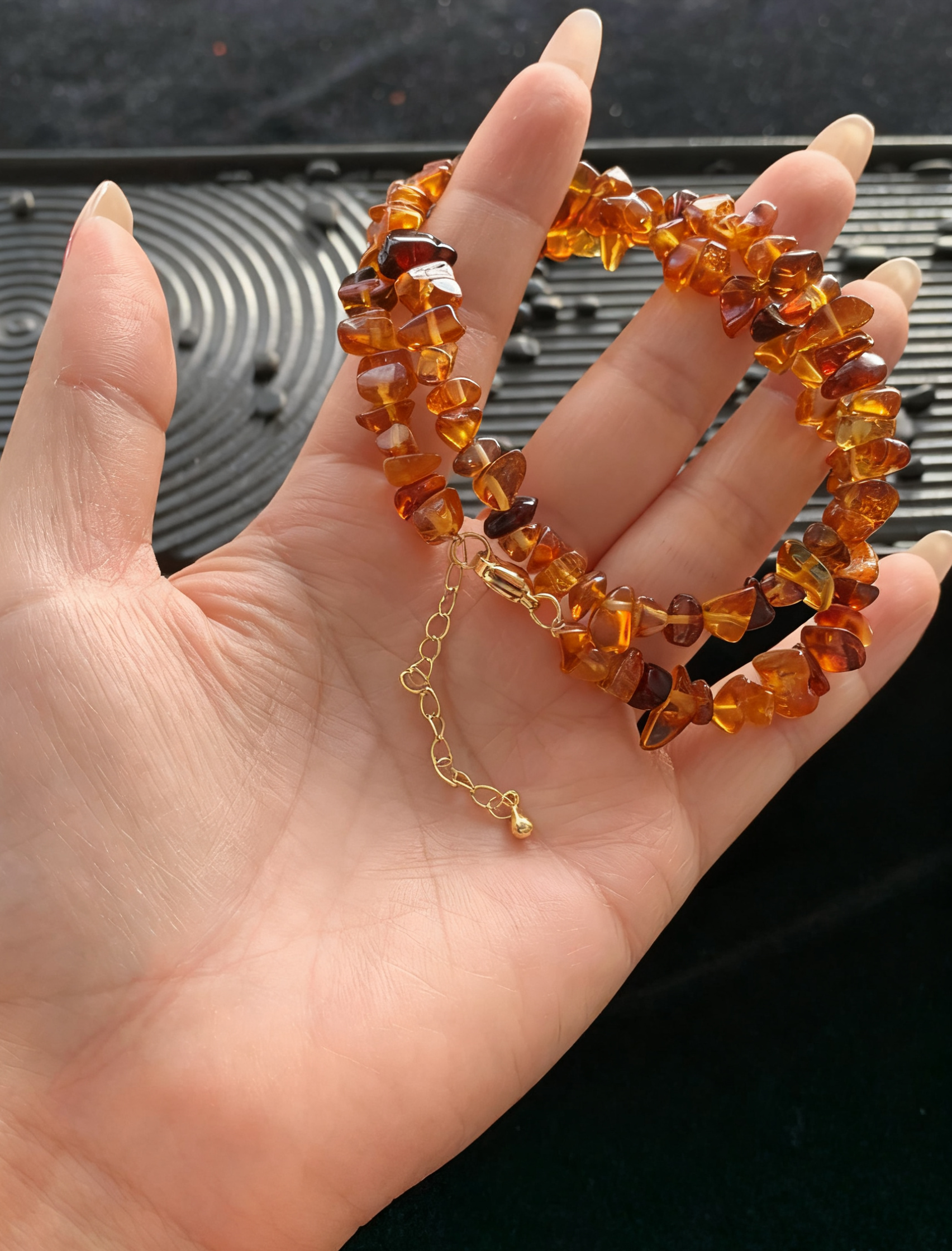 Alloy Amber Freeform Necklace