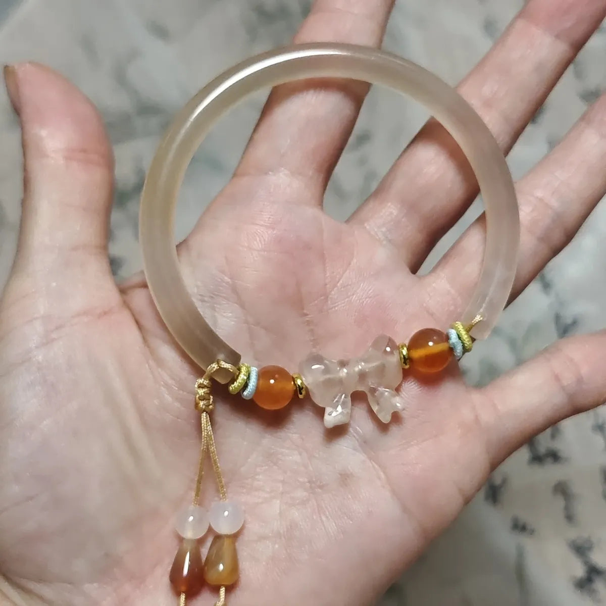 Natural Agate Half-Bangle (New Original Design) - Vintage Ancient-Style