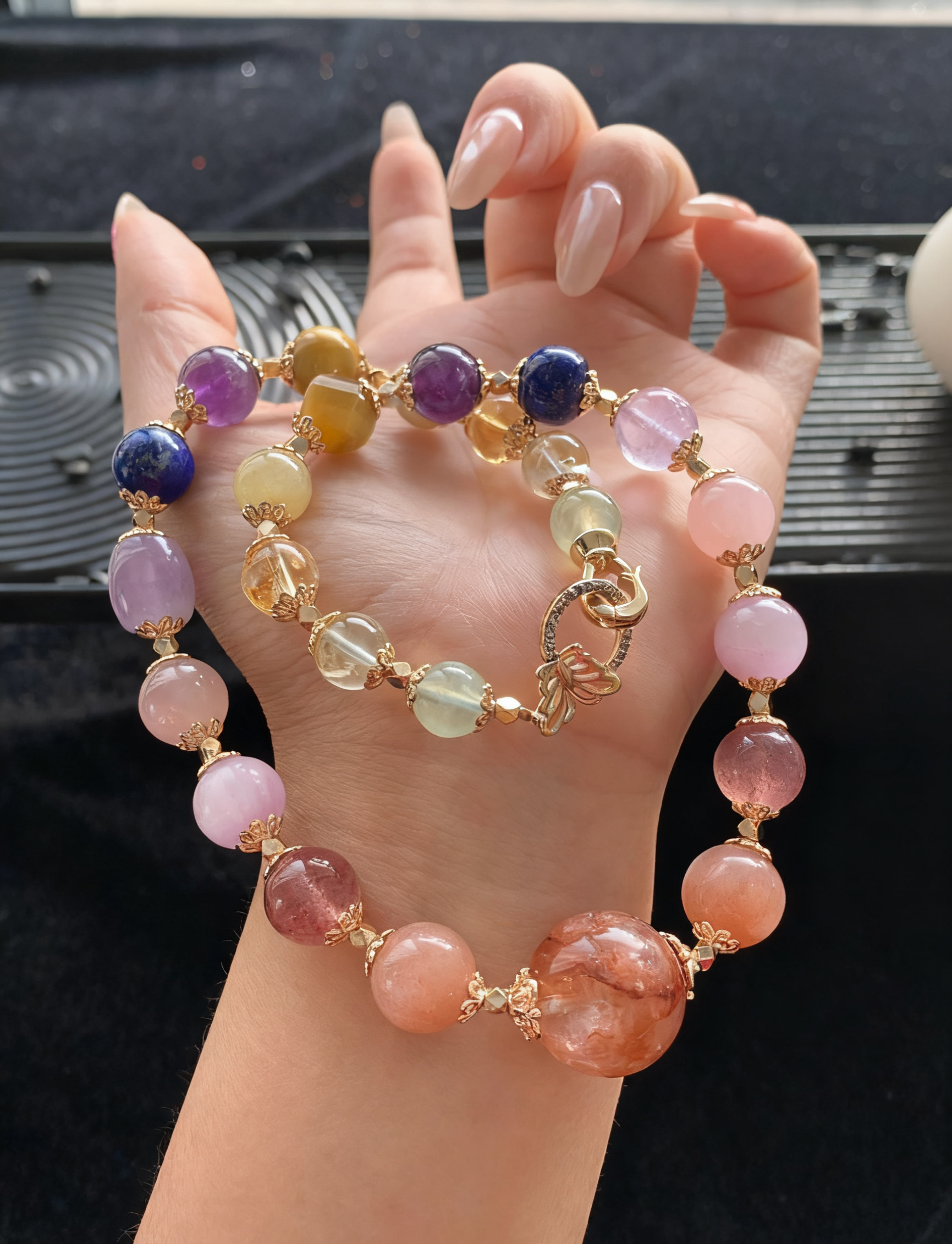 Alloy Multi - Gem Necklace