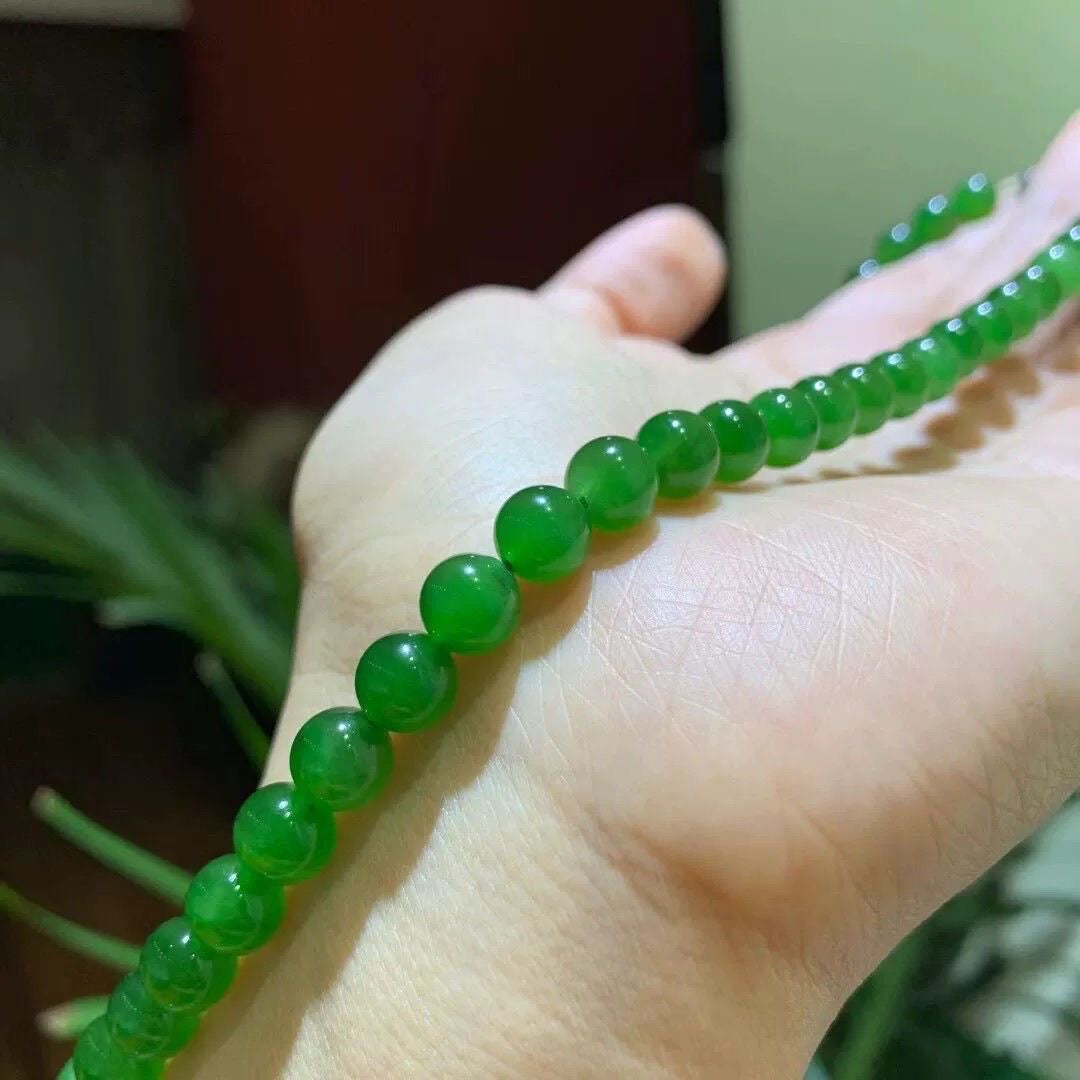 Natural Jewelry Natural Hetian Jade Xinjiang Necklace Jasper Spinach Beads Mother's Day Gift