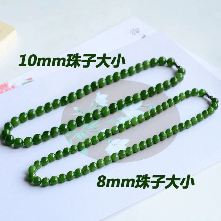 Natural Jewelry Natural Hetian Jade Xinjiang Necklace Jasper Spinach Beads Mother's Day Gift