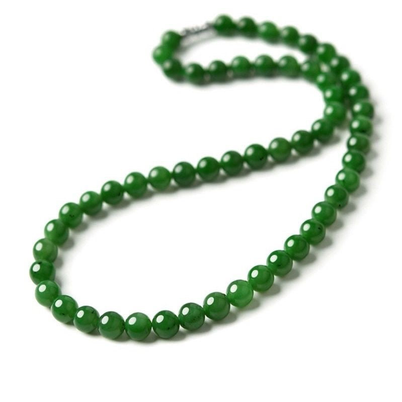 Natural Jewelry Natural Hetian Jade Xinjiang Necklace Jasper Spinach Beads Mother's Day Gift