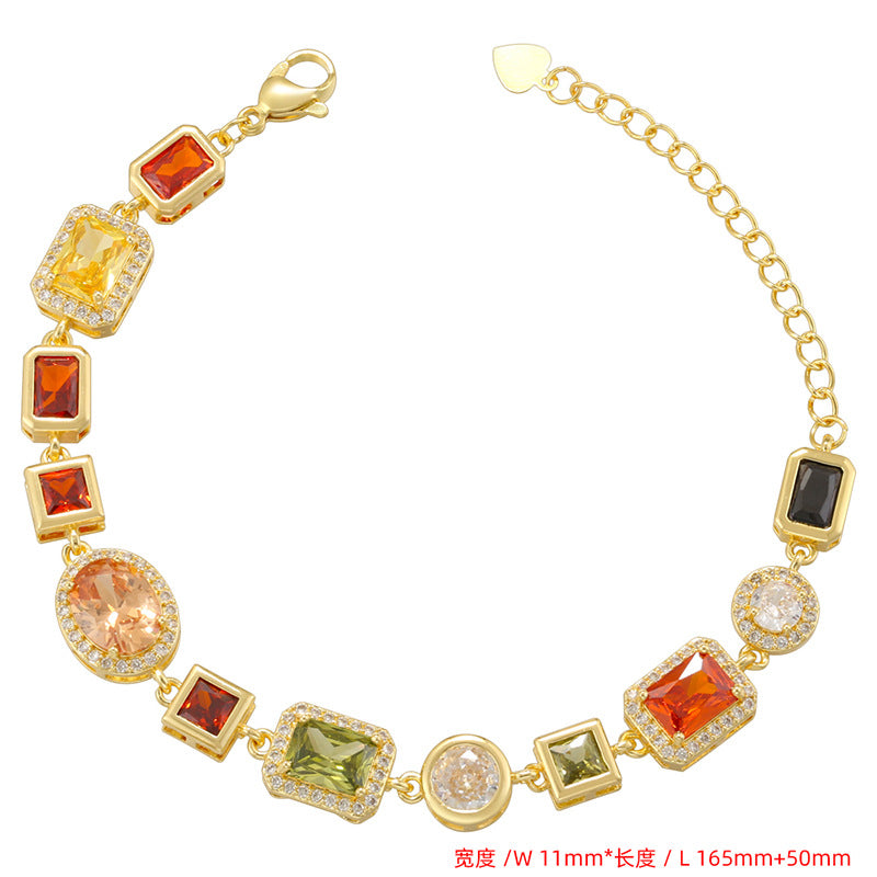 Gold - Toned Multi - Color Crystal Bracelet