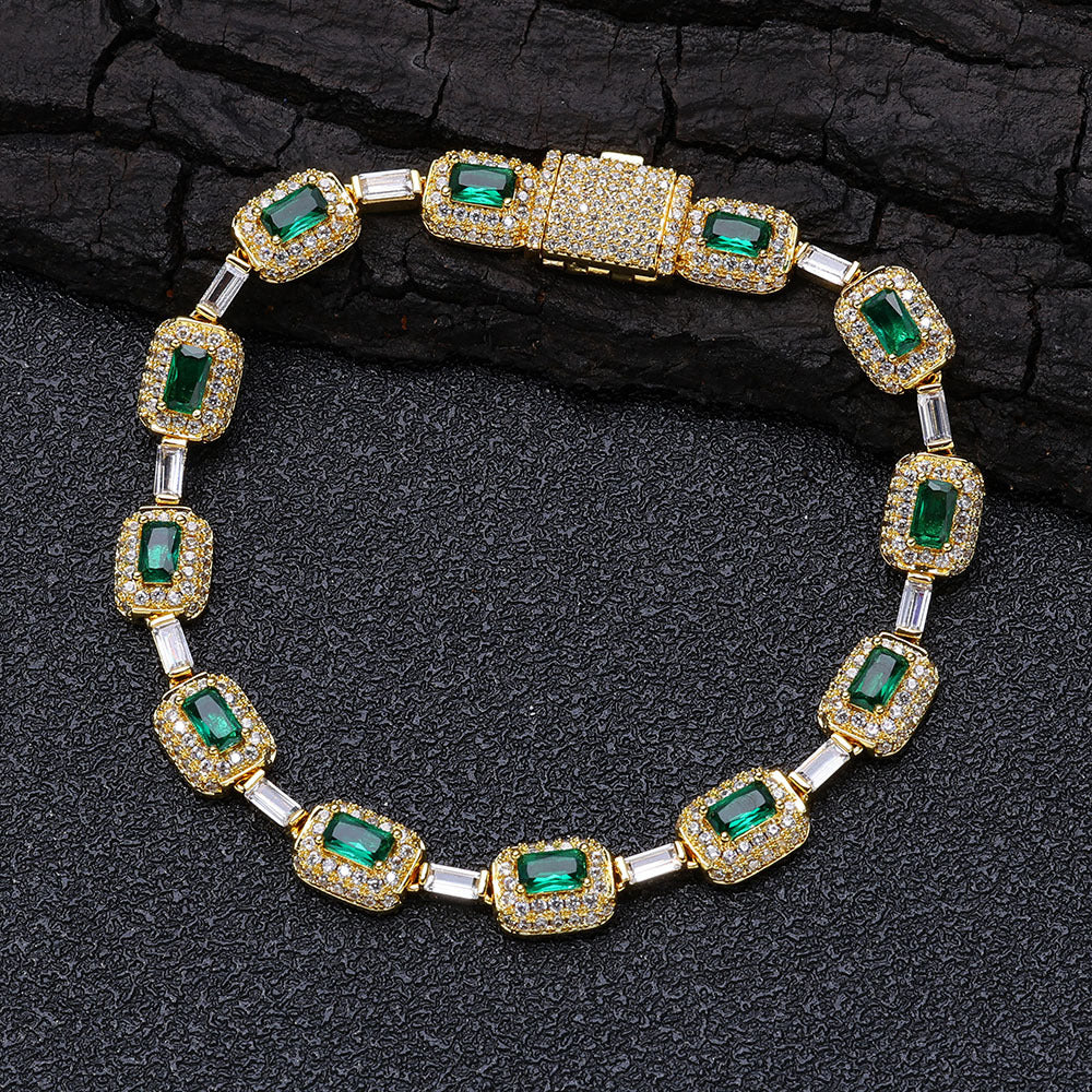 High - End Emerald Zircon Bracelet, 8 Inches (20.32cm Length)