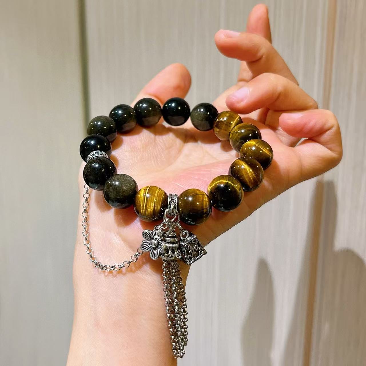 12mm High-Quality Natural Tiger's Eye Bracelet