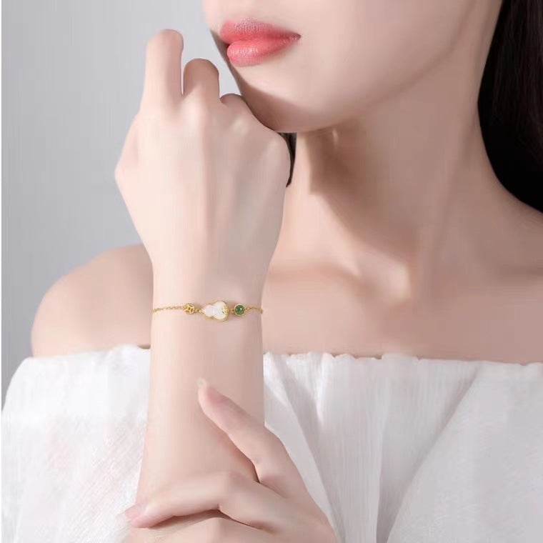 Light Luxury Artistic New Hetian Jade Fulu (Blessing & Prosperity) Gourd Bracelet