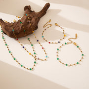 Fashionable Colorful Irregular Gemstone & Cubic Zirconia Square Chain