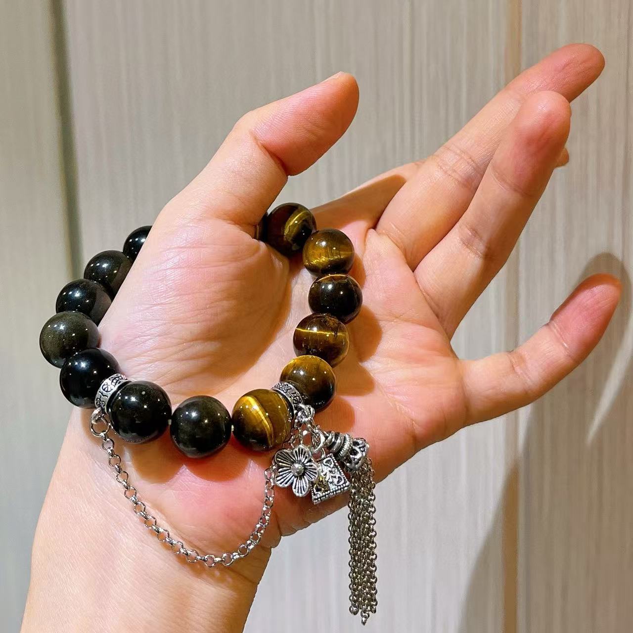 12mm High-Quality Natural Tiger's Eye Bracelet