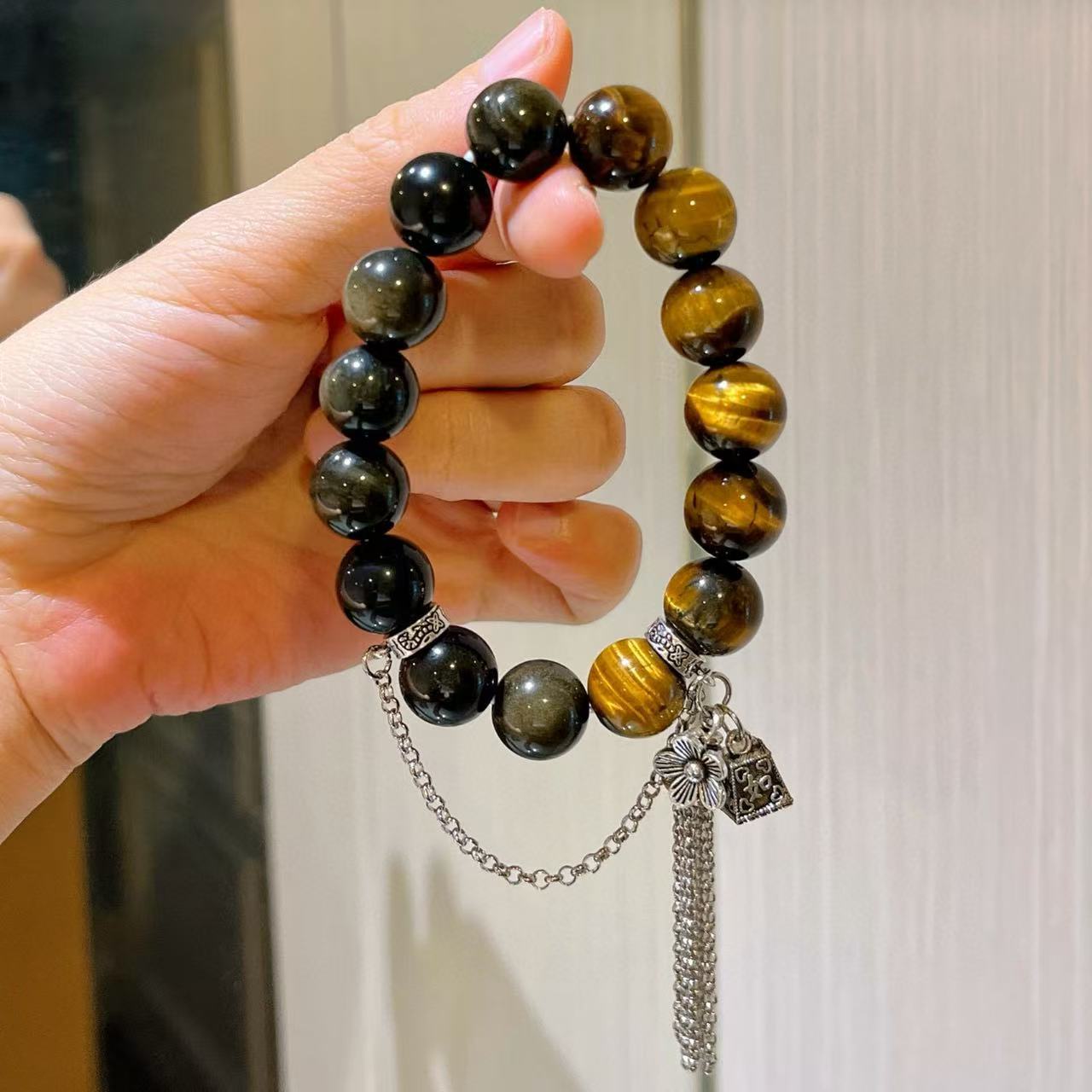 12mm High-Quality Natural Tiger's Eye Bracelet