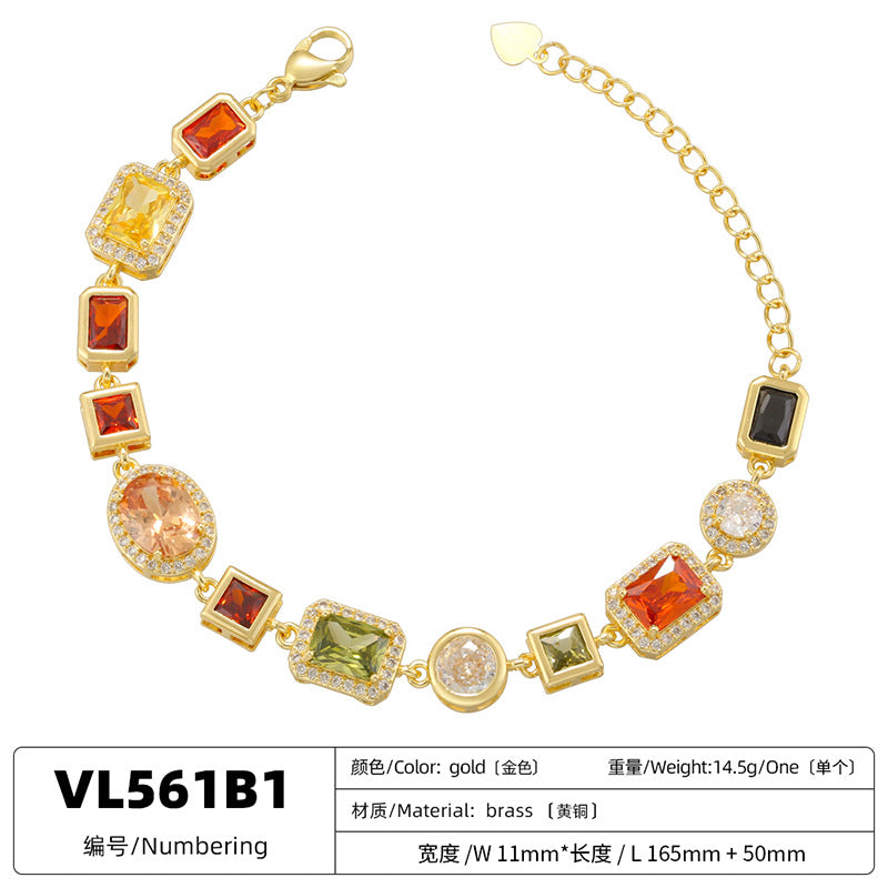 Gold - Toned Multi - Color Crystal Bracelet